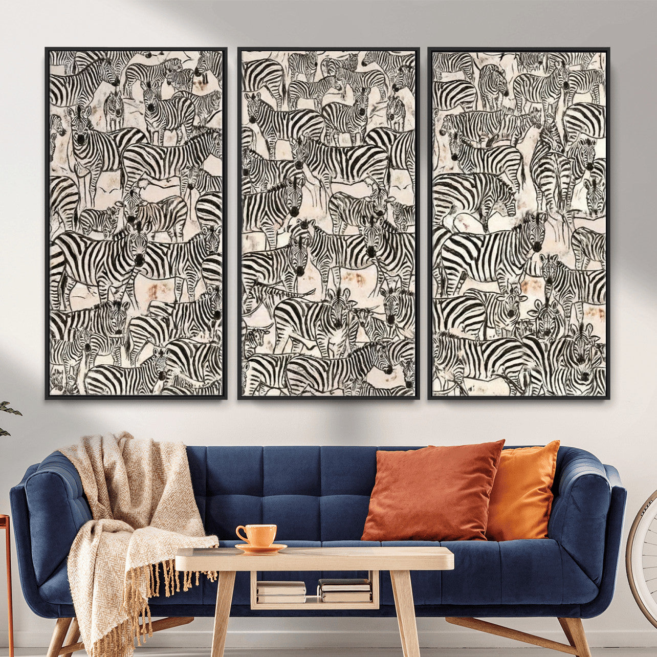 76453377-MGV-CV-36X24 - Farmhouse Animals Wall Art Canvas Print - Abstract Farm Animal Drawing Mid-Century Wall Art for Cabin Decor