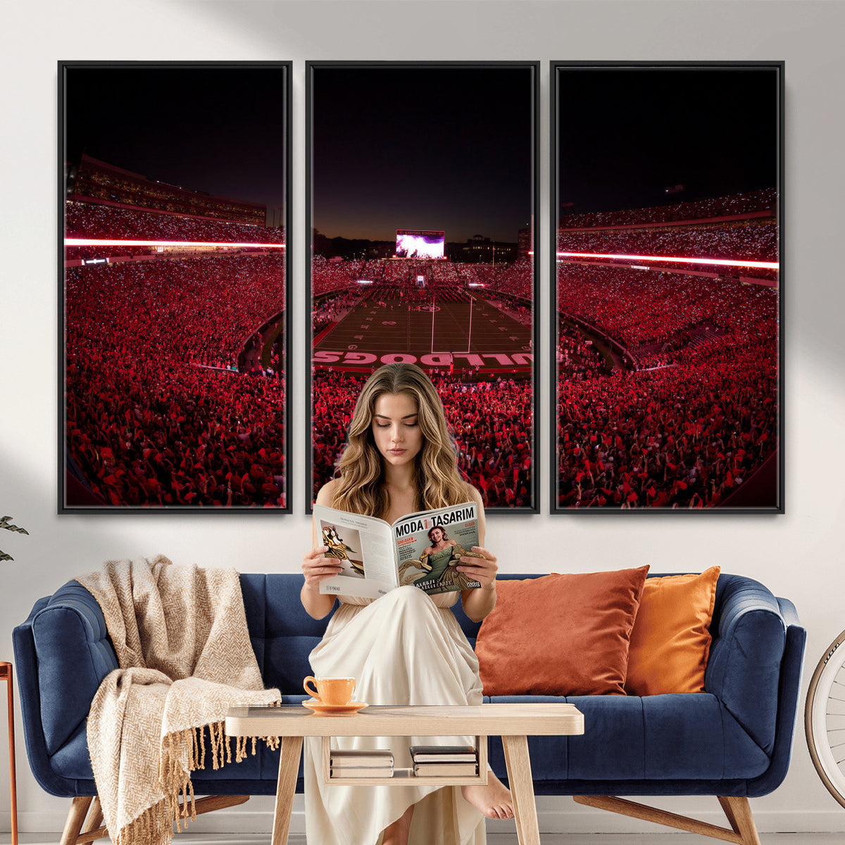 76277124-MGV-CV-36X24 - Sanford Stadium Wall Art Canvas Print – Georgia Bulldogs Football Artwork Print for Home, Office, and Sports Room Decor