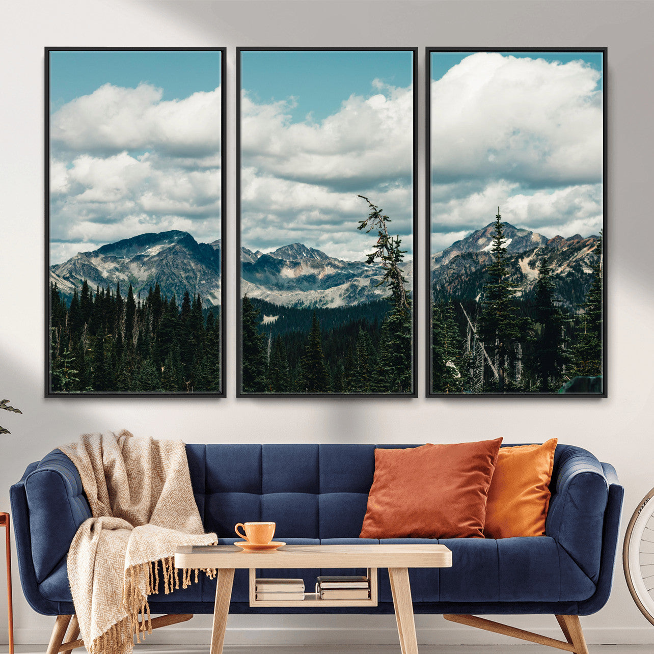 30416773-MGV-CV-36X24 - Mountain Forest Wall Art Canvas Print, Alpine Pine Tree Landscape Photography, Scenic Wilderness Mountain View, Nature Wall Decor