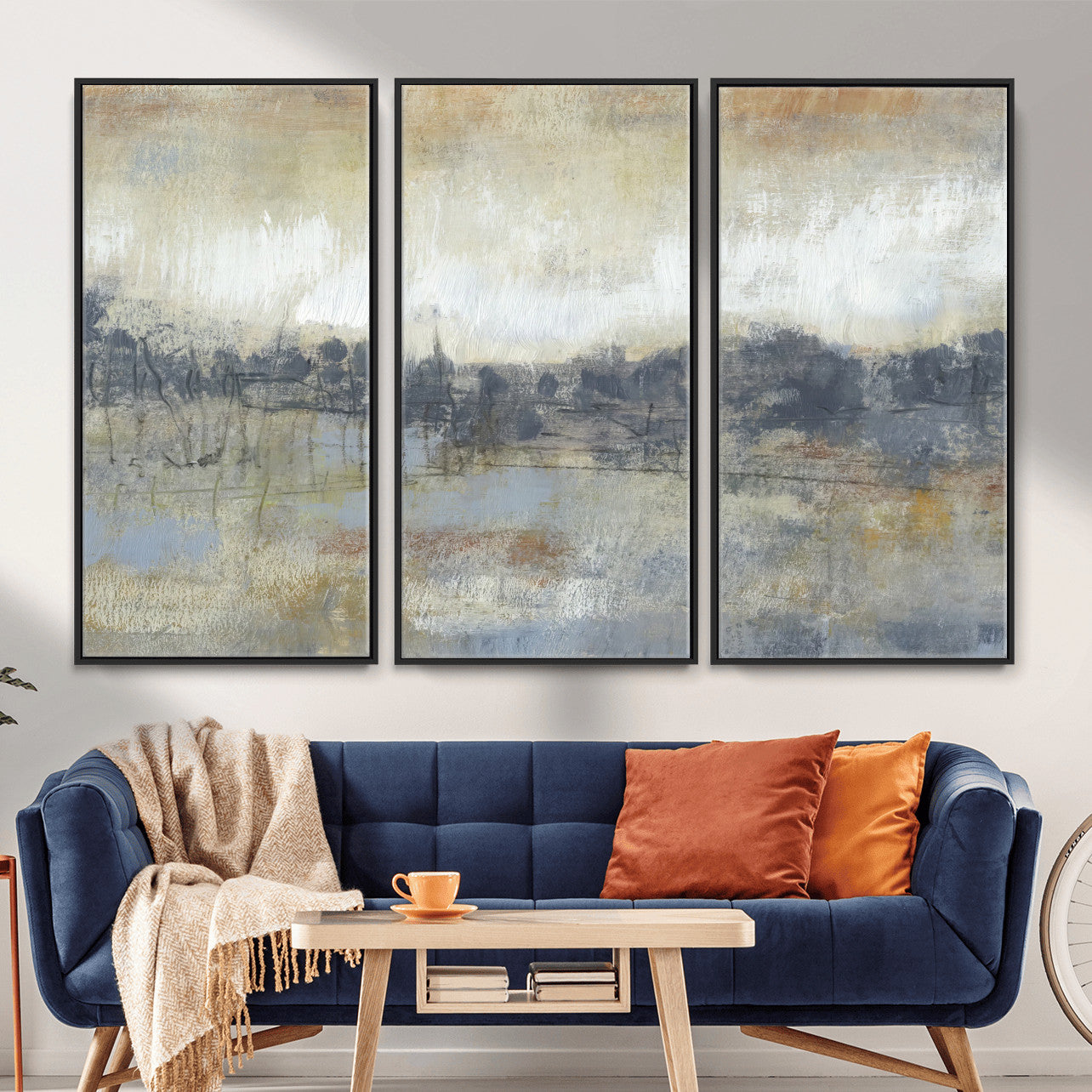 73973590-MGV-CV-36X24 - Abstract Neutral Landscape Painting Wall Art Canvas Print, Modern Minimal Texture Horizon Canvas Print, Beige Gray Contemporary Abstract Art Printing