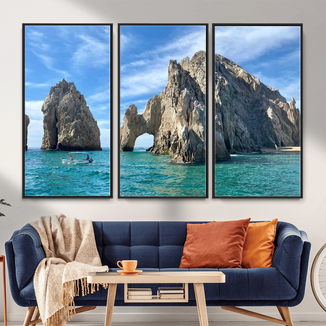20946478-MGV-CV-36X24 - El Arco Cabo San Lucas Ocean Arch Wall Art Canvas Print, Baja California Rock Arch Seascape Canvas Print, Mexico Coastal Landmark Scenic Art Printing