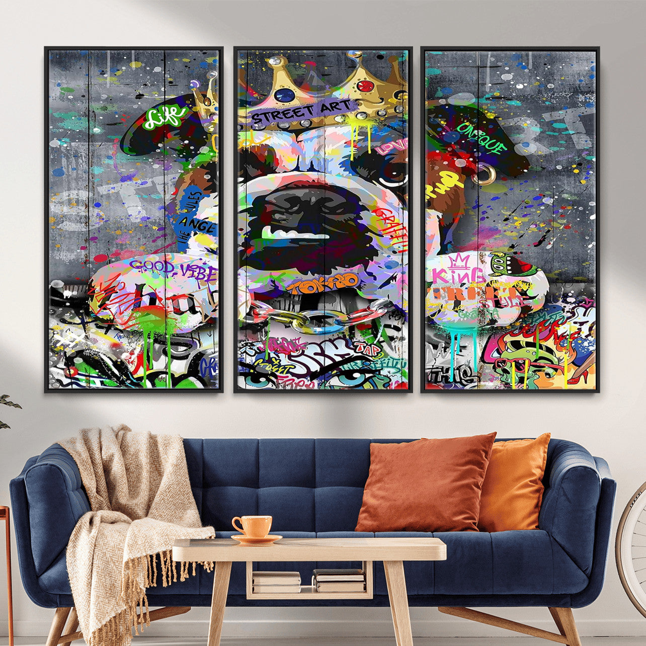 45209731-MGV-CV-36X24 - Dog Wall Decor for Teen Bedroom Decor - Graffiti Animal Canvas Wall Art for Teen Room Decor - Abstract Wall Painting Ready to Hang