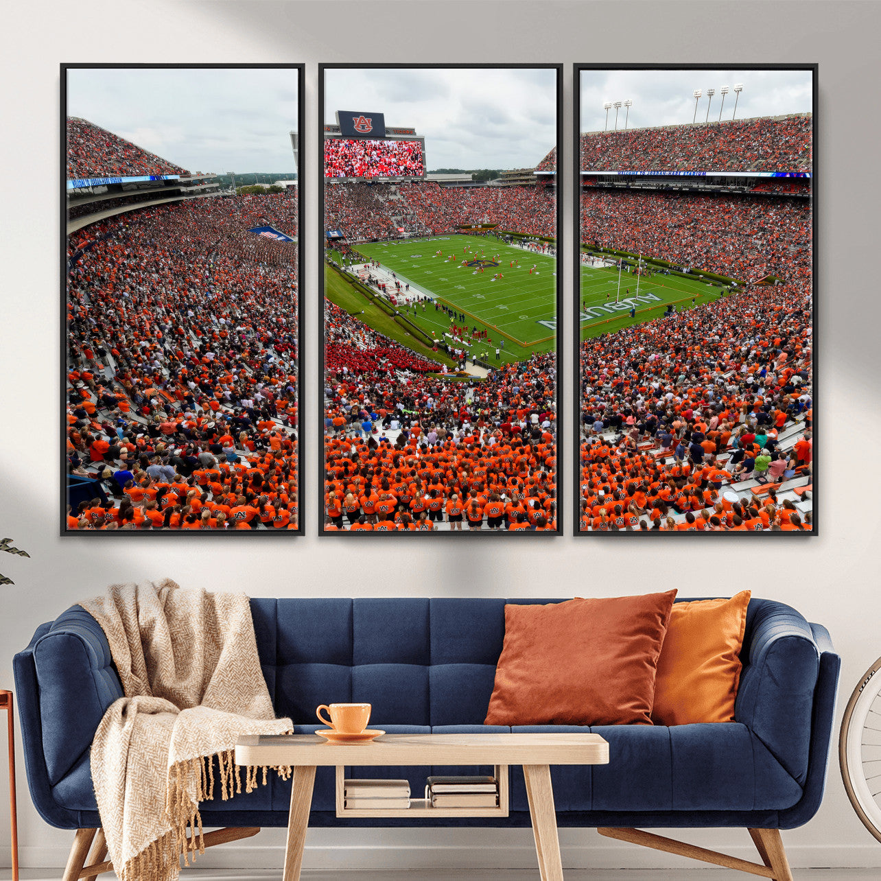 82562490-MGV-CV-36X24 - Auburn Stadium Sunset Wall Art Canvas Print, Jordan Hare Stadium Game Day Crowd, Auburn Tigers Football Artwork