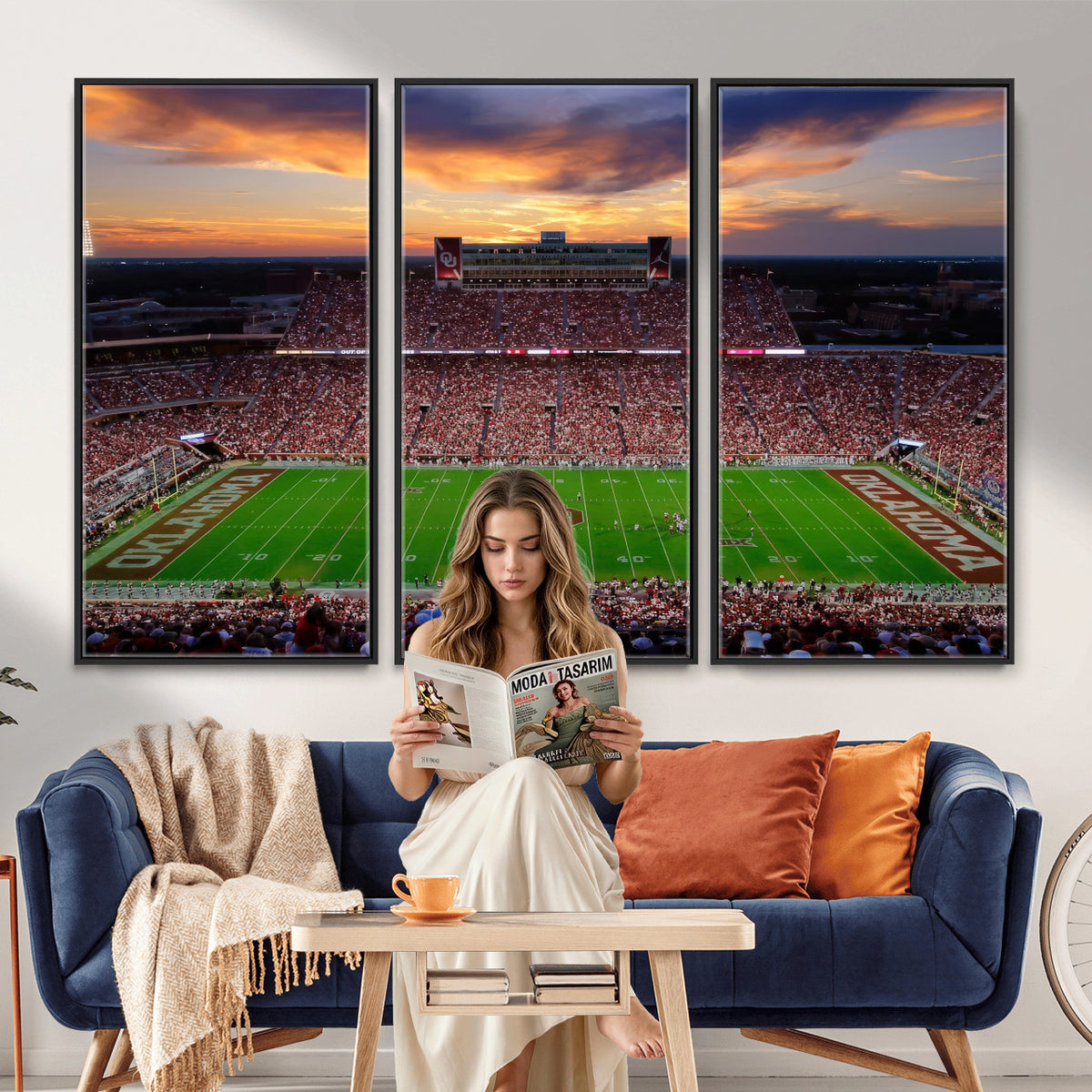 51457497-MGV-CV-36X24 - Oklahoma Sooners Stadium Wall Art Canvas Print, College Football Decor