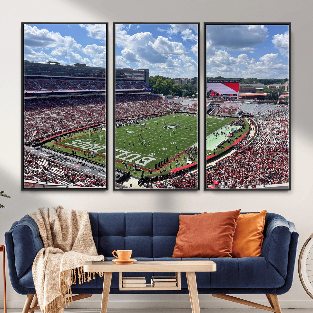 10665453-MGV-CV-36X24 - Georgia Bulldogs Stadium Wall Art Canvas Print, Sanford Stadium Football Field Panorama, College Football Game Day Wall Decor