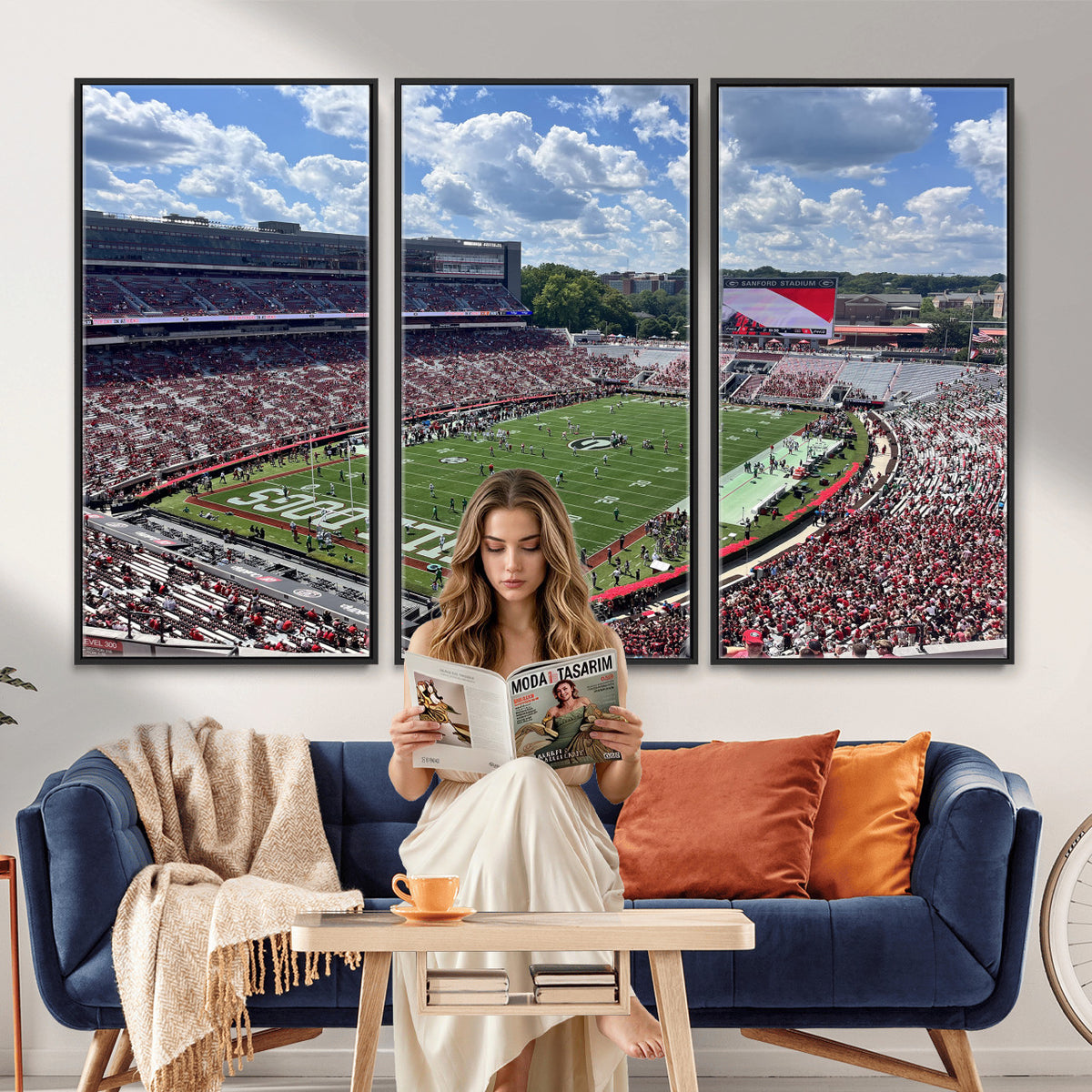 10665453-MGV-CV-36X24 - Georgia Bulldogs Stadium Wall Art Canvas Print, Sanford, Framed and Ready to Hang