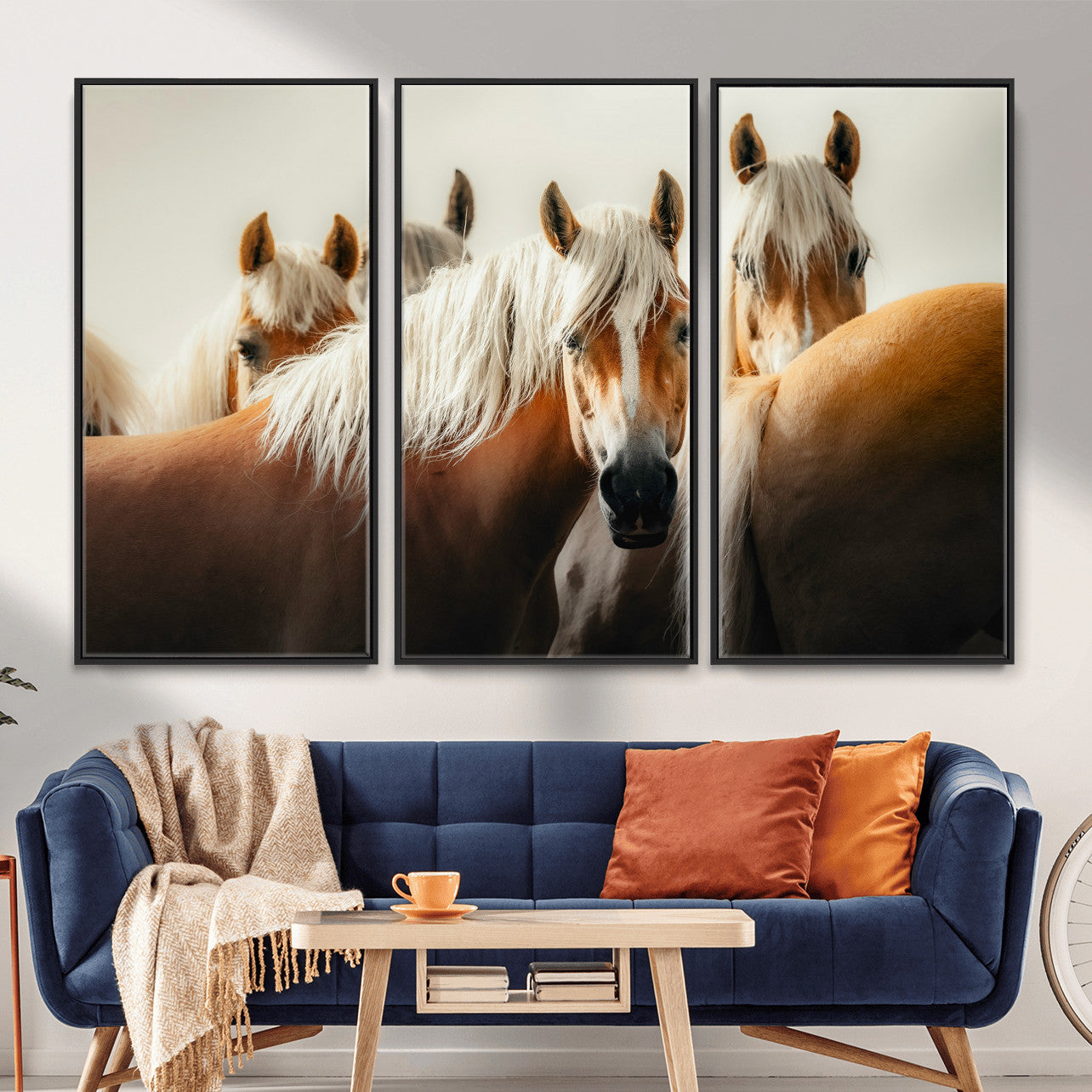 71904941-MGV-CV-36X24 - Wild Horse Herd Wall Art Canvas Print, Natural Horse Portrait Nature Wall Decor for Living Room and Office