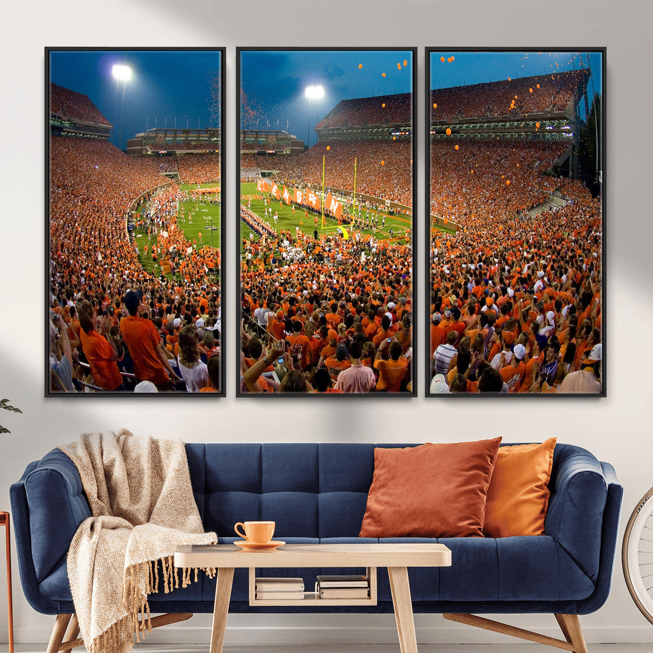 42850097-MGV-CV-36X24 - Clemson Tigers Memorial Stadium Wall Art Canvas Print, Death Valley Football Stadium Artwork, Packed Game Night Crowd Scene