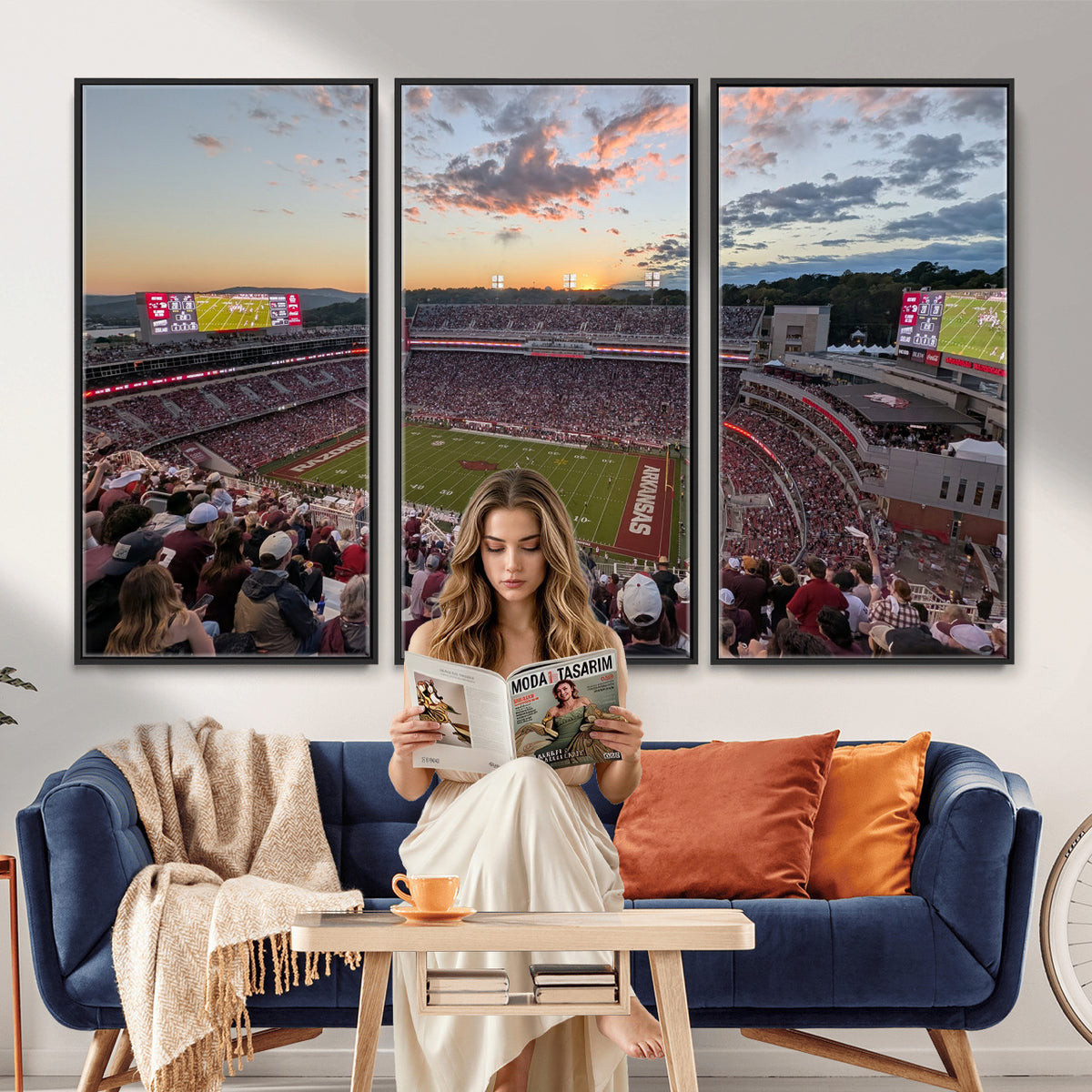 71837429-MGV-CV-36X24 - Donald W. Reynolds Razorback Stadium Wall Art Canvas Print – Arkansas Razorbacks Football Artwork for Home, Office, and Sports Room Decor