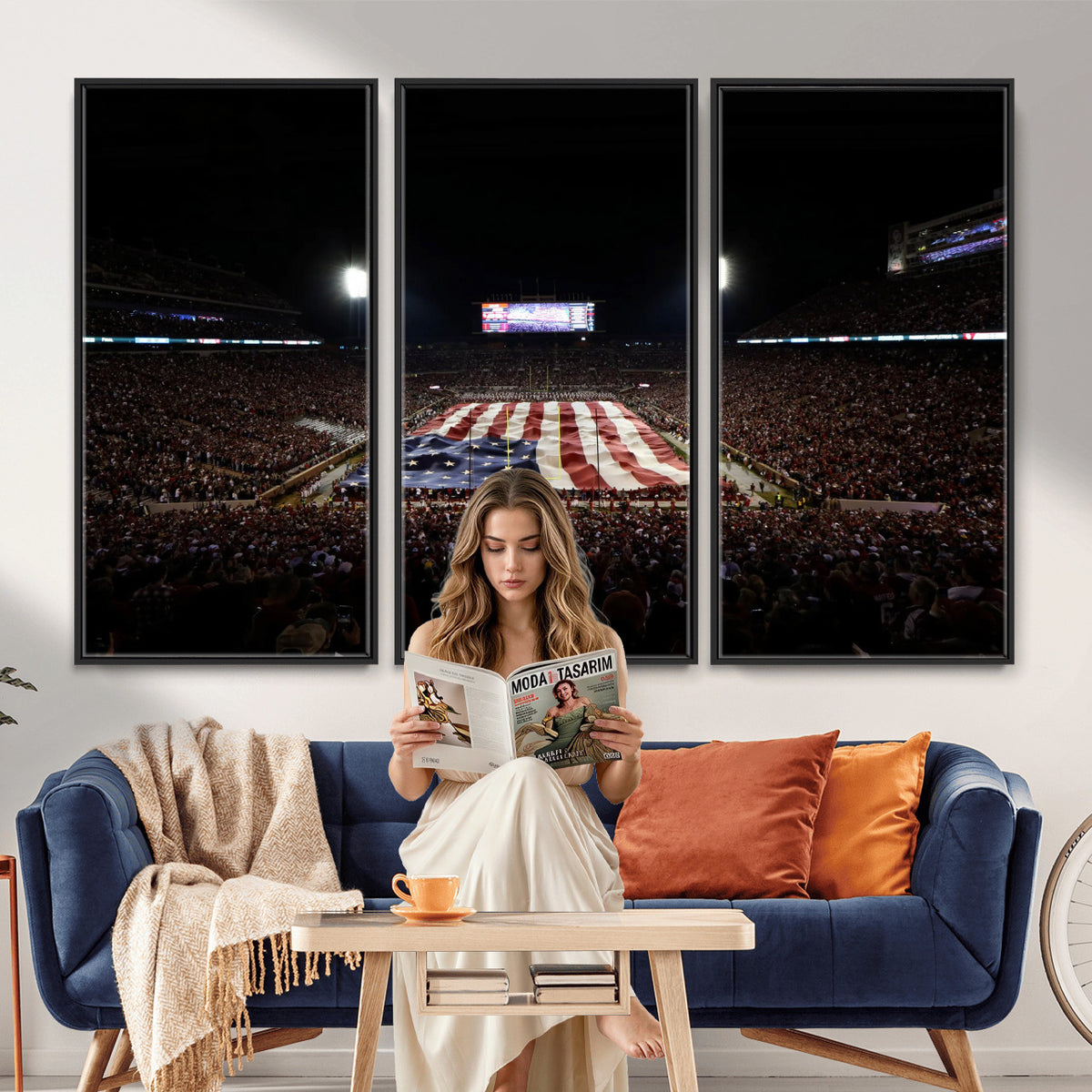 98418189-MGV-CV-36X24 - Oklahoma Memorial Stadium Wall Art Canvas Print – Oklahoma Sooners Football Artwork for Home, Office, and Sports Room Decor