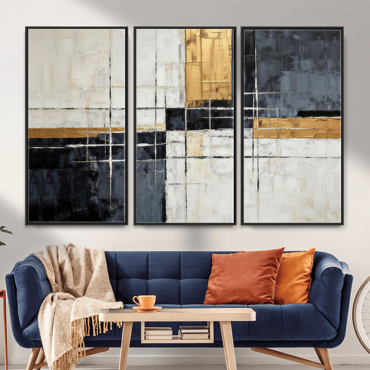 78975677-MGV-CV-36X24 - Gold Abstract Wall Art Canvas Print, Modern Luxury Geometric Painting Wall Decor for Living Room and Office