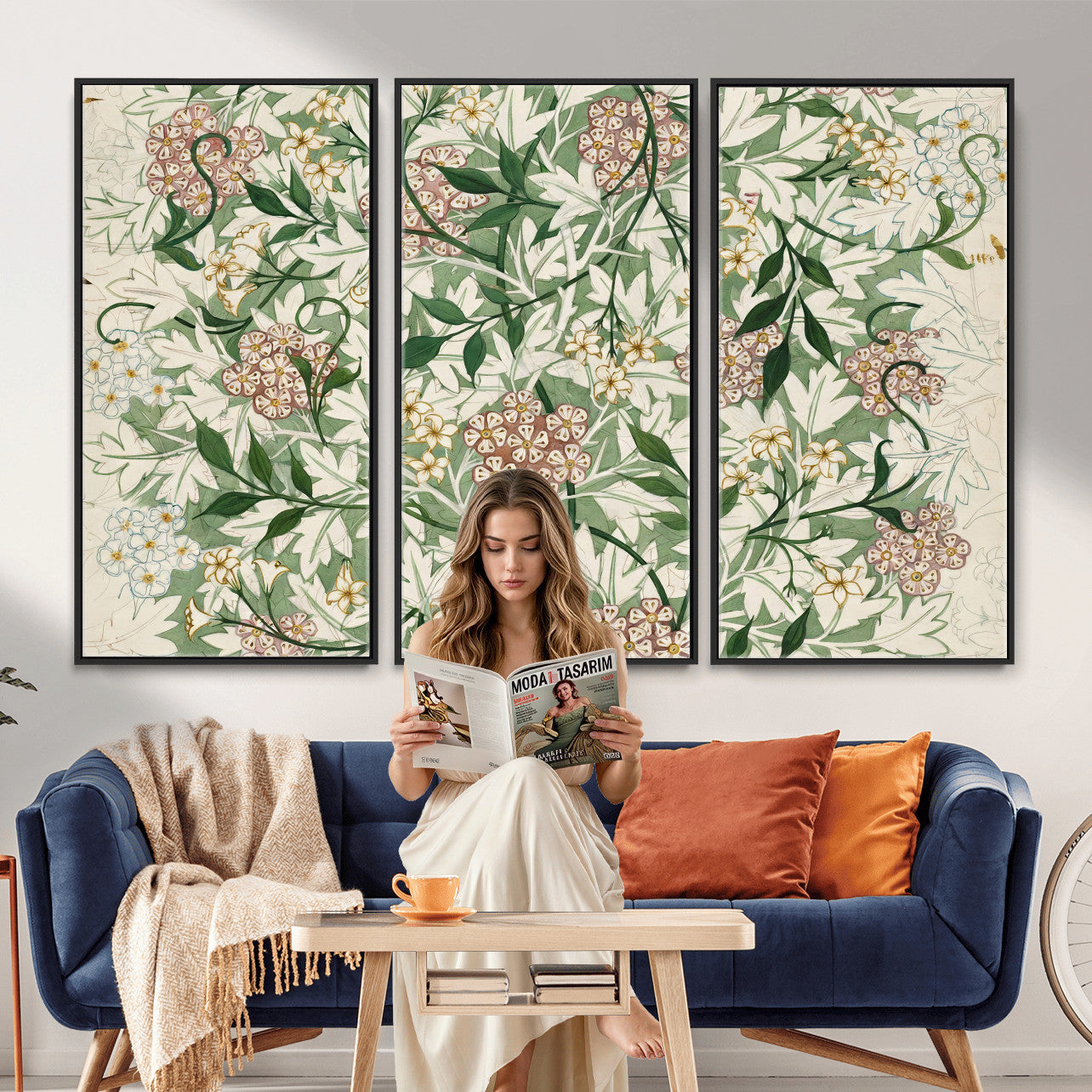 33560597-MGV-CV-36X24 - William Morris Jasmine 1872 Canvas Wall Art — Arts and Crafts Botanical Print | Vintage Green Floral Decor | Cottagecore Gift | Classic Art