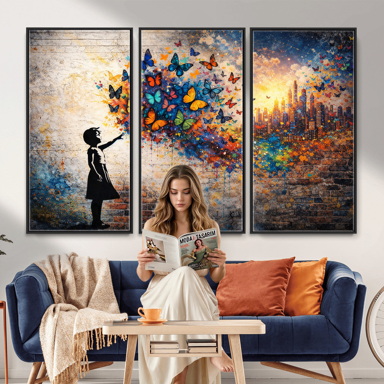 21540821-MGV-CV-36X24 - Banksy Girl Wall Art Canvas Print for Living Room Decor