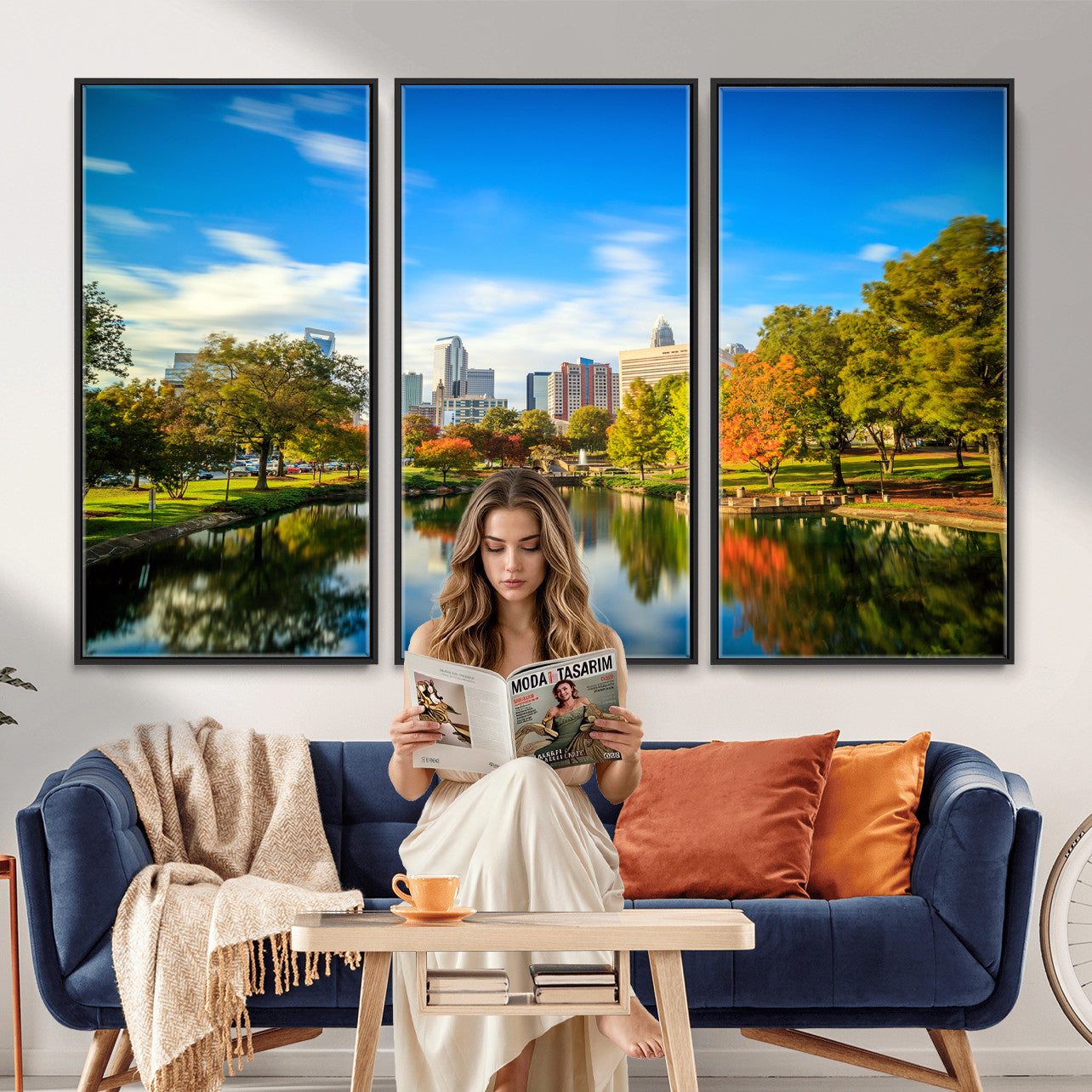 83254720-MGV-CV-36X24 - Charlotte Skyline Canvas Wall Art Print – North Carolina Cityscape Photography Print