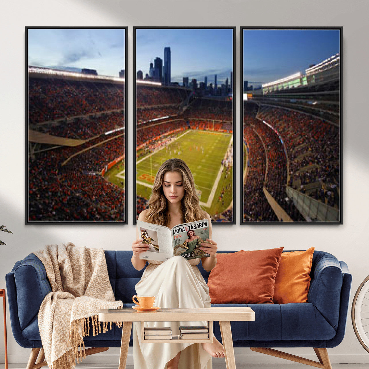 50691720-MGV-CV-36X24 - Chicago Bears Soldier Field Canvas Wall Art, NFL Stadium Panorama Print, Football Arena Photography for Sports Fans