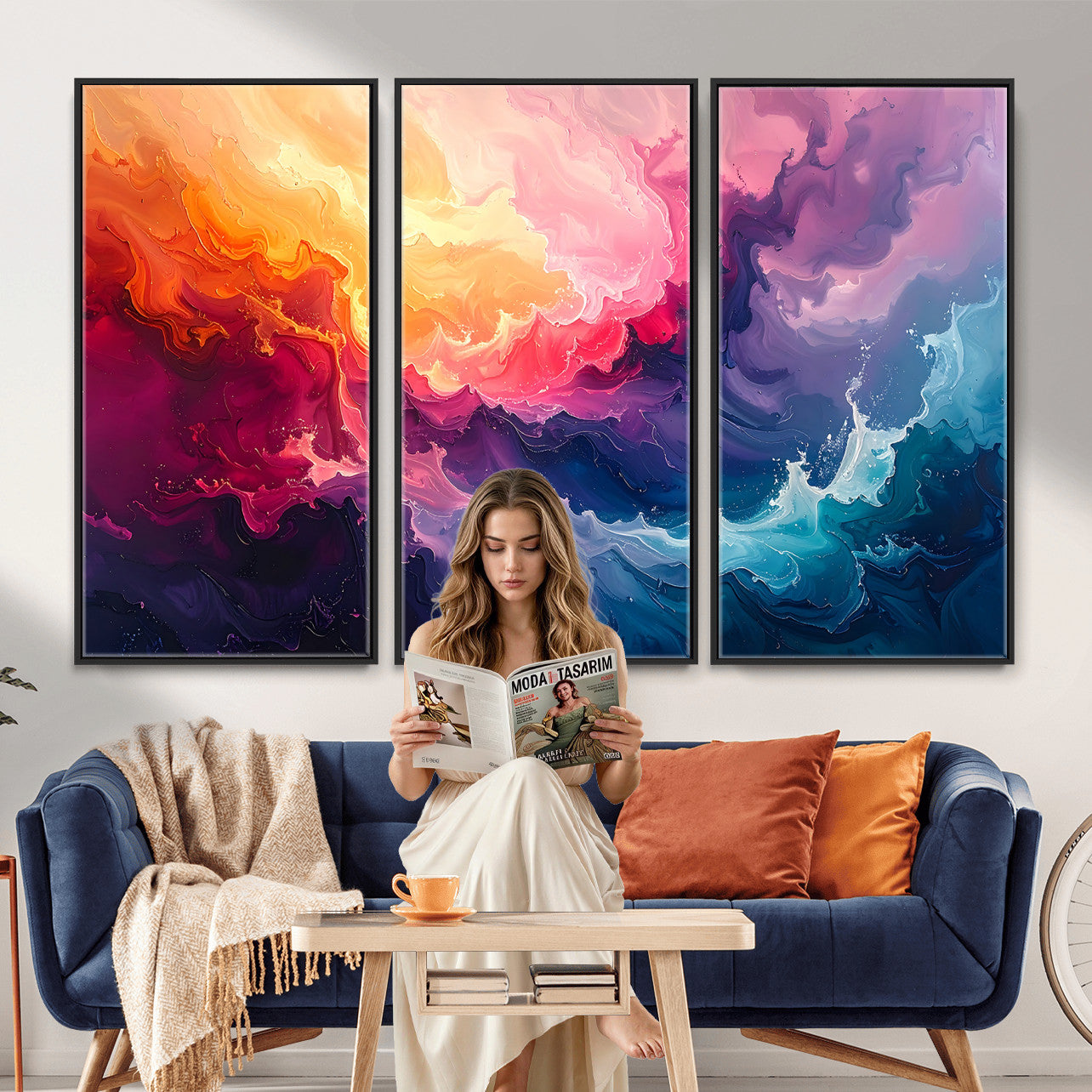 16157633-MGV-CV-36X24 - Large Colorful Abstract Canvas Wall Art Print, Vibrant Popup Color Art Print
