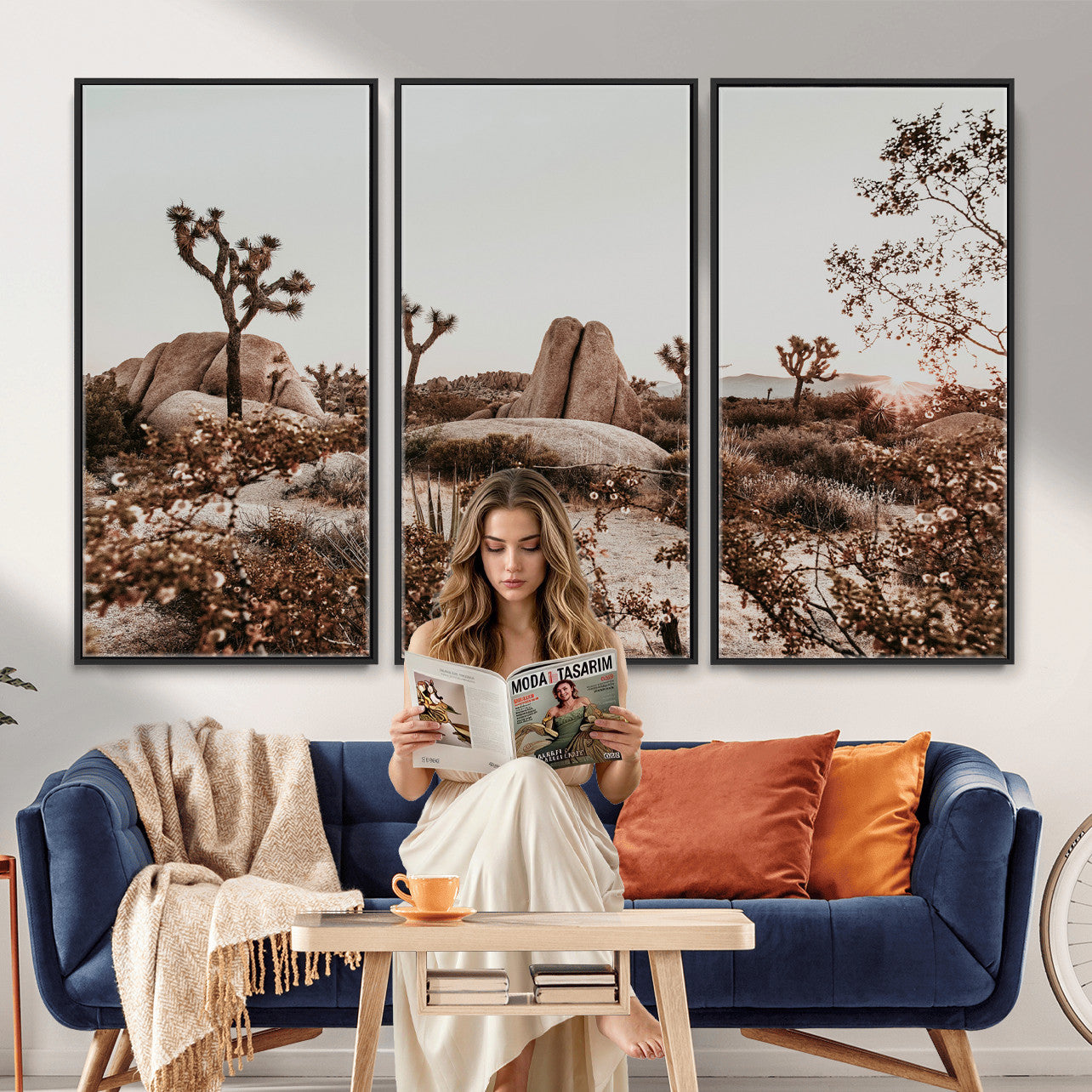75778944-MGV-CV-36X24 - Joshua Tree Desert Canvas Wall Art Print - Desert Landscape Photography, Boho Southwest Wall Decor, Nature Canvas - Ready to Hang