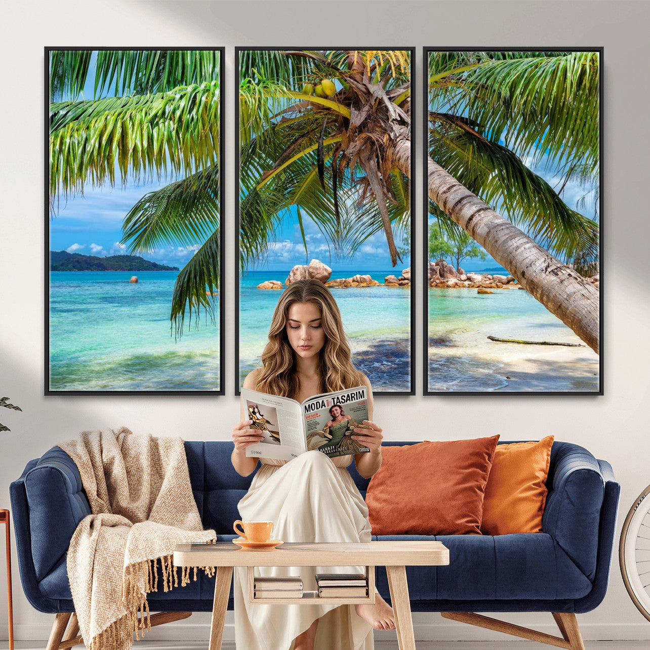 86824715-MGV-CV-36X24 - Seychelles Beach Canvas Wall Art - Anse Volbert Praslin Island Print