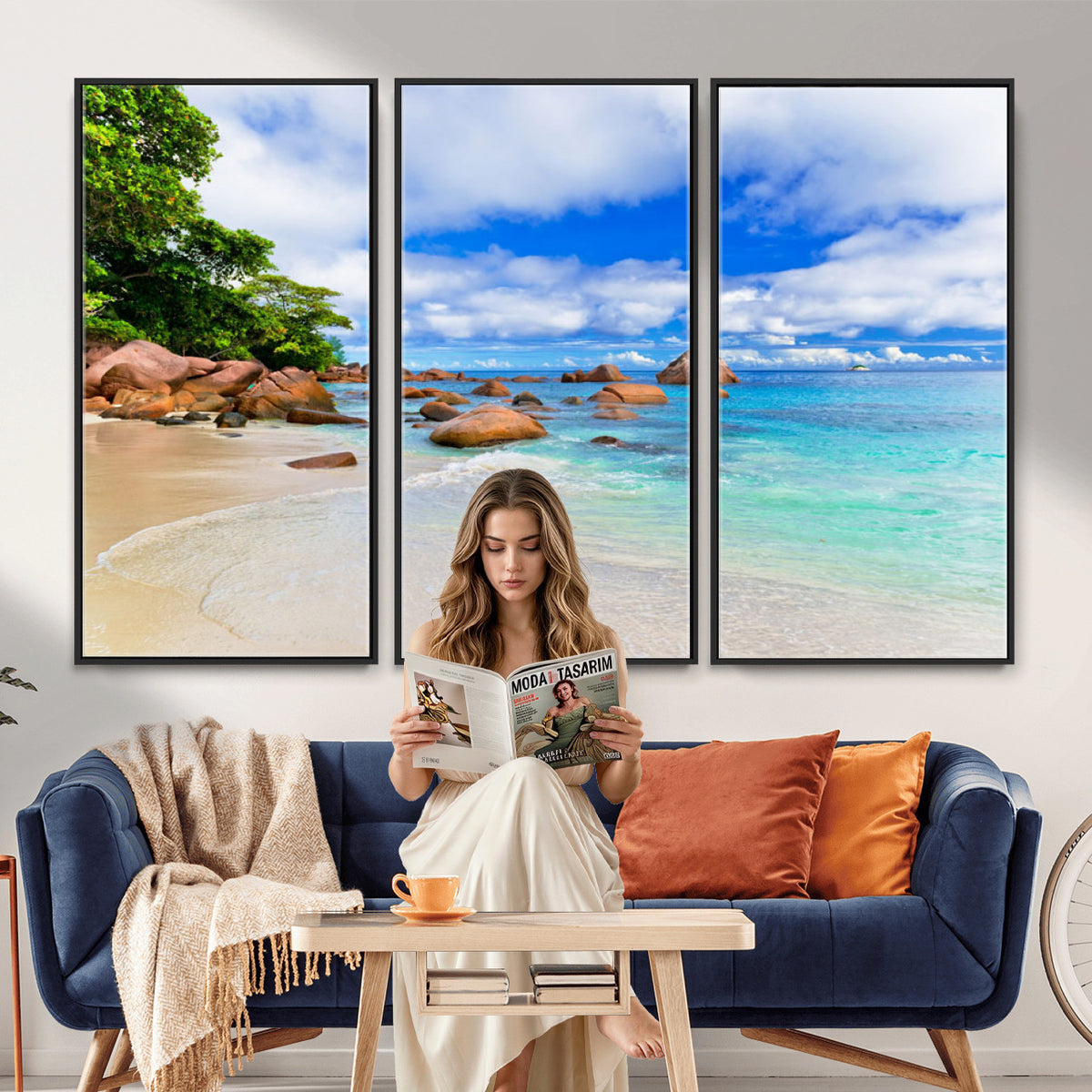 81980382-MGV-CV-36X24 - Seychelles Beach Canvas Wall Art - Anse Intendance Turquoise Ocean Print
