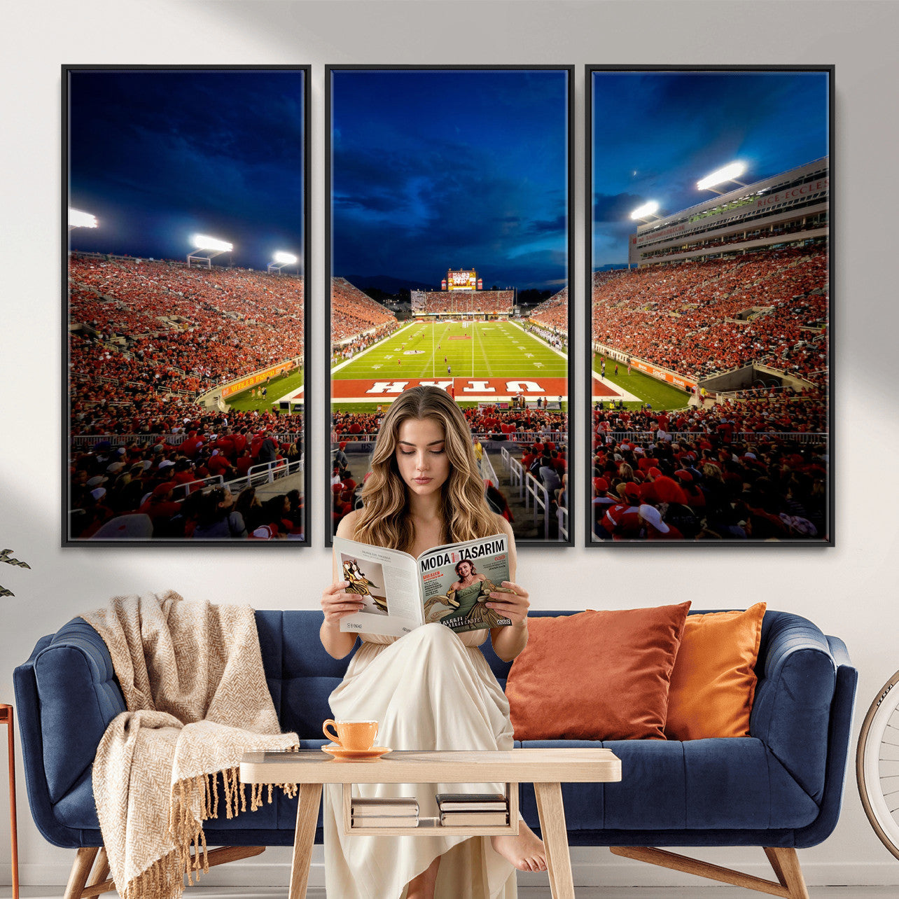 74019251-MGV-CV-36X24 - Rice-Eccles Stadium Wall Art Canvas Print - Utah Salt Lake City Stadium Print