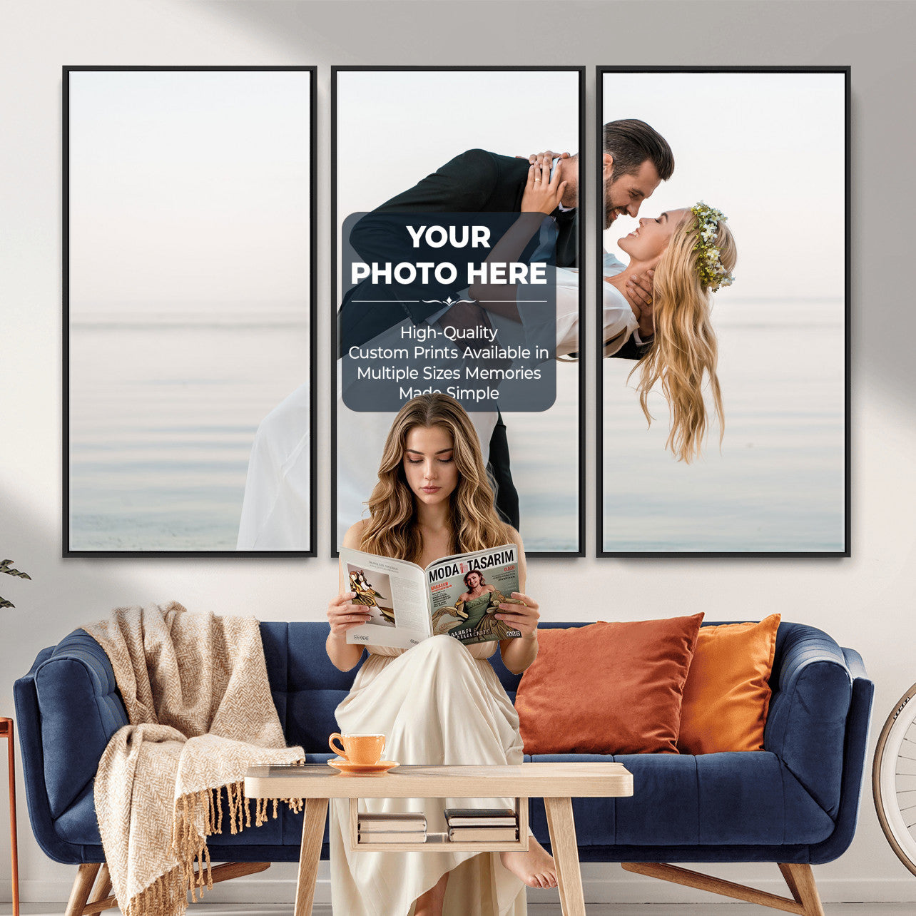 46573466-MGV-CV-48X32-3P - Custom Photo Canvas Print, Personalized Picture Wall Art, Your Image on Canvas, Family Portrait Gift