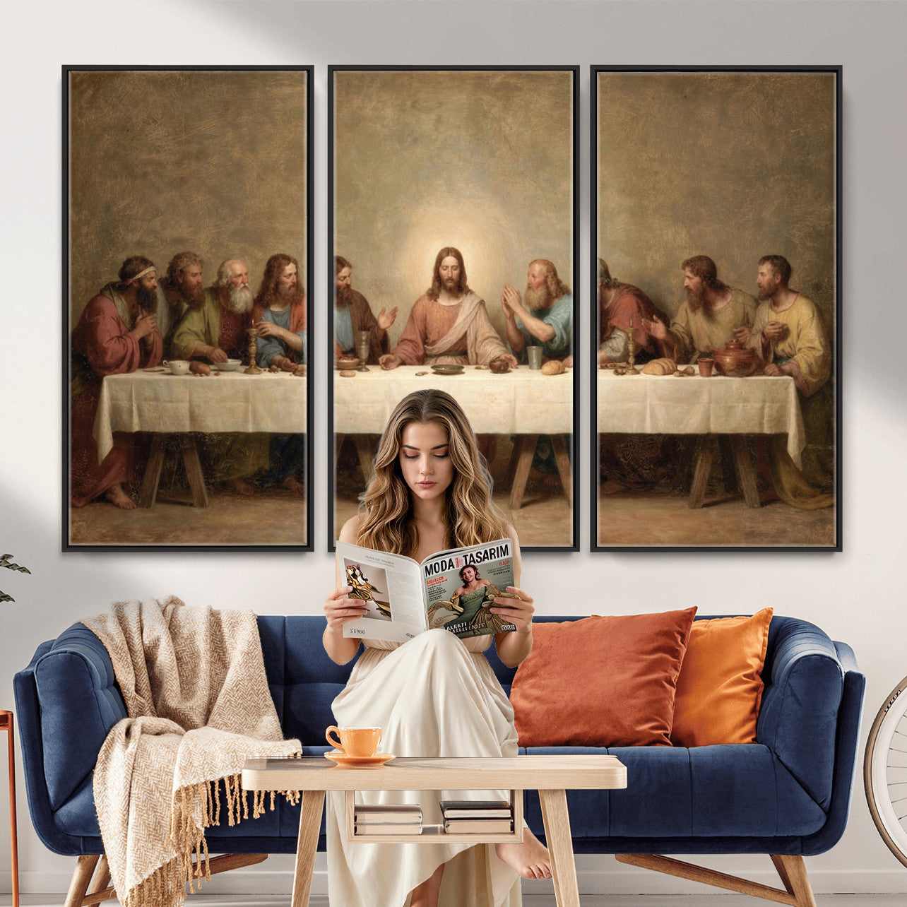 50761248-MGV-CV-36X24 - The Last Supper of Jesus Christ Wall Art Canvas Print - Classical Christian Faith Home Decor