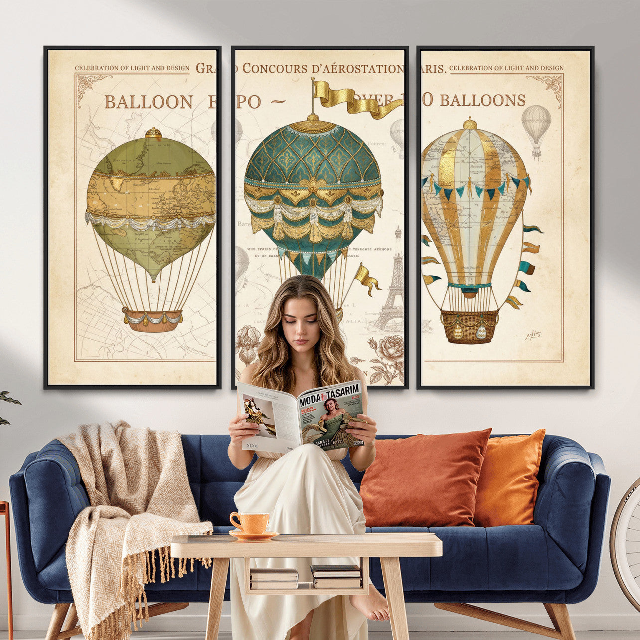 31530449-MGV-CV-36X24 - Kimberly Allen Paris Balloon Expo Wall Art Canvas Print, Vintage 1889 French Hot Air Balloon Poster