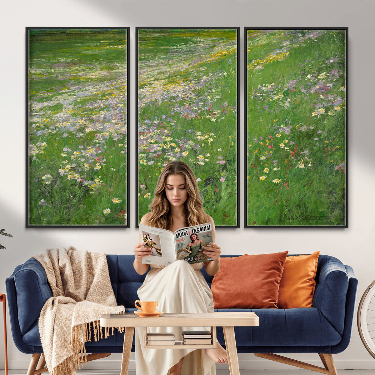 63535040-MGV-CV-36X24 - Alexander Koester Flower Meadow Canvas Wall Art, Vintage Landscape Print