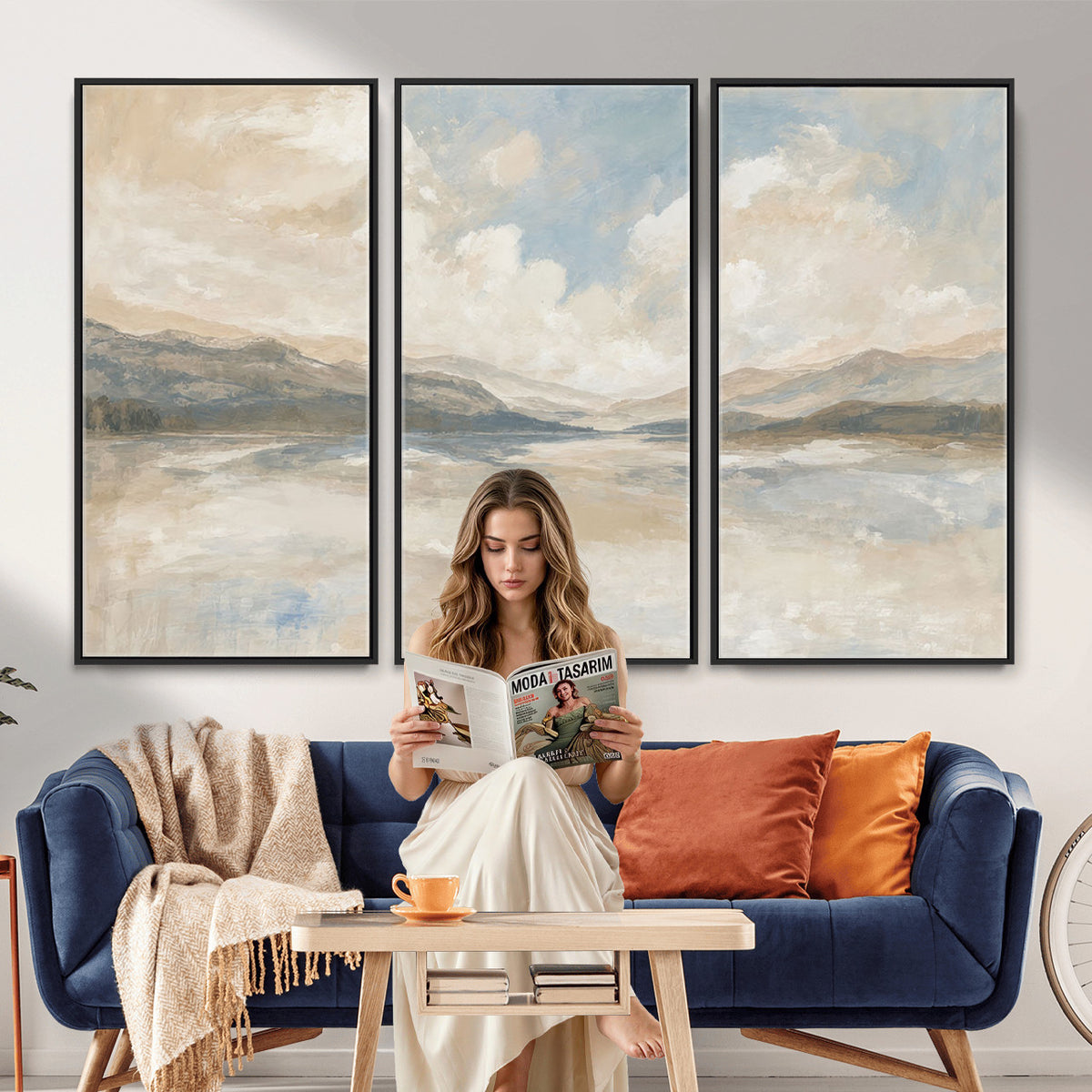 12998065-MGV-CV-36X24 - Serene Mountain and Lake Landscape Canvas Wall Art