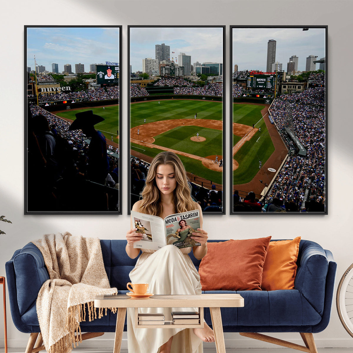 34859D-MGV-CV-36X24 - Chicago Cubs Baseball Team Print - Wrigley Field Stadium