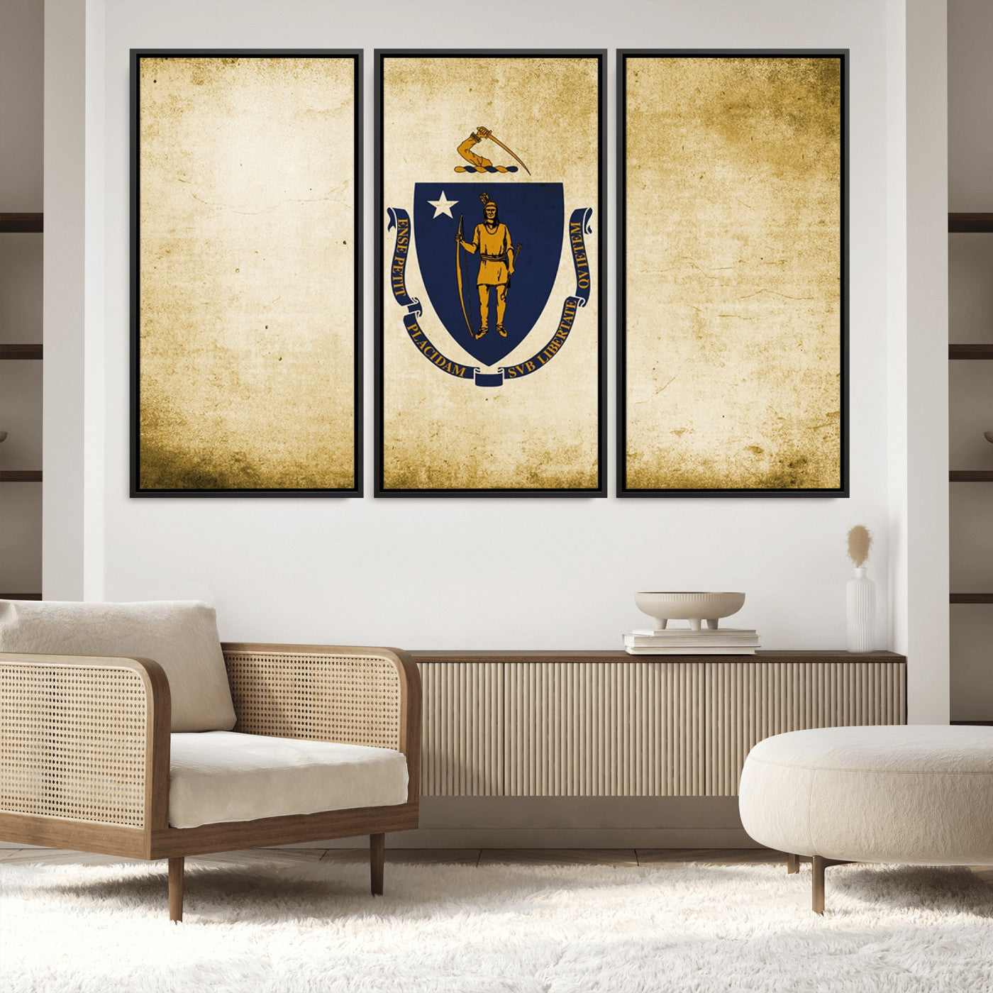 37316-MGV-FC-60X40-3P_Black-Massachusetts Flag Wall Art Canvas Print