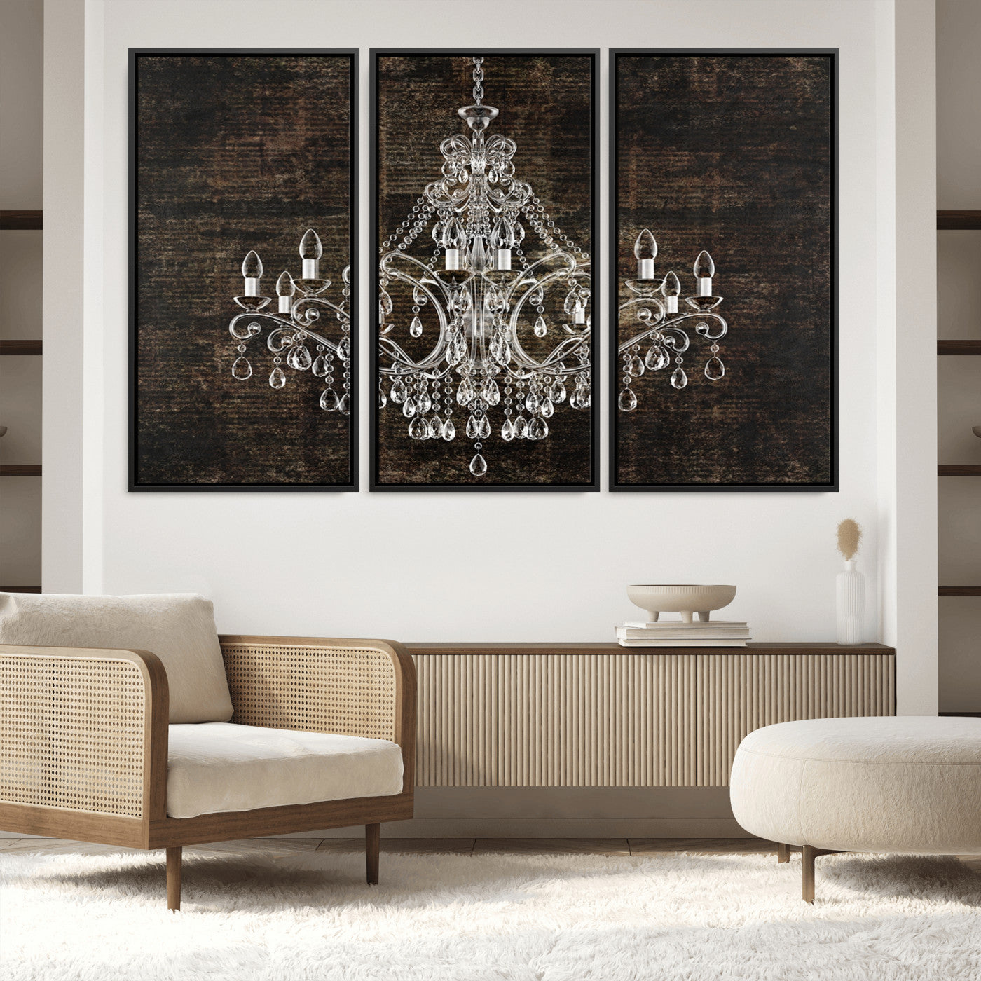 69434-MGV-FC-60X40-3P_Black-Rustic Chandelier Canvas Print