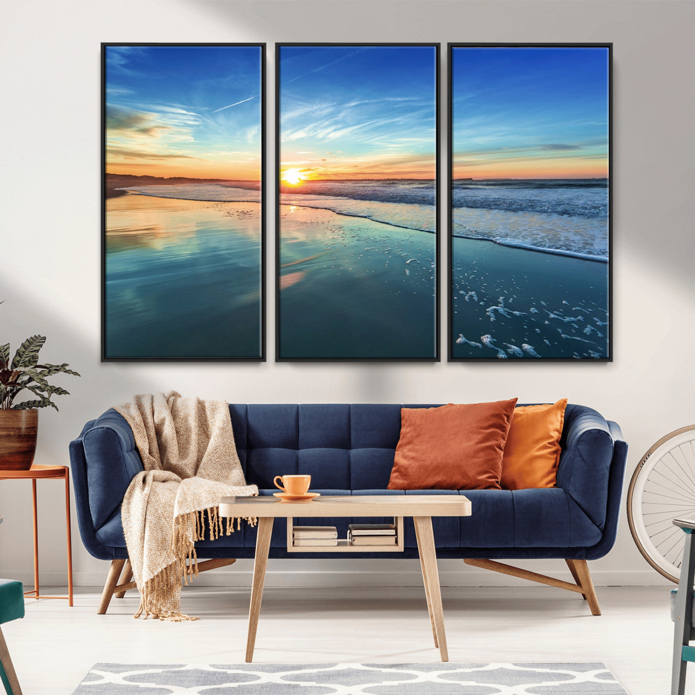 MGV-FC-48X32-3P - Blue Sky and Beach Wall Art Canvas Print