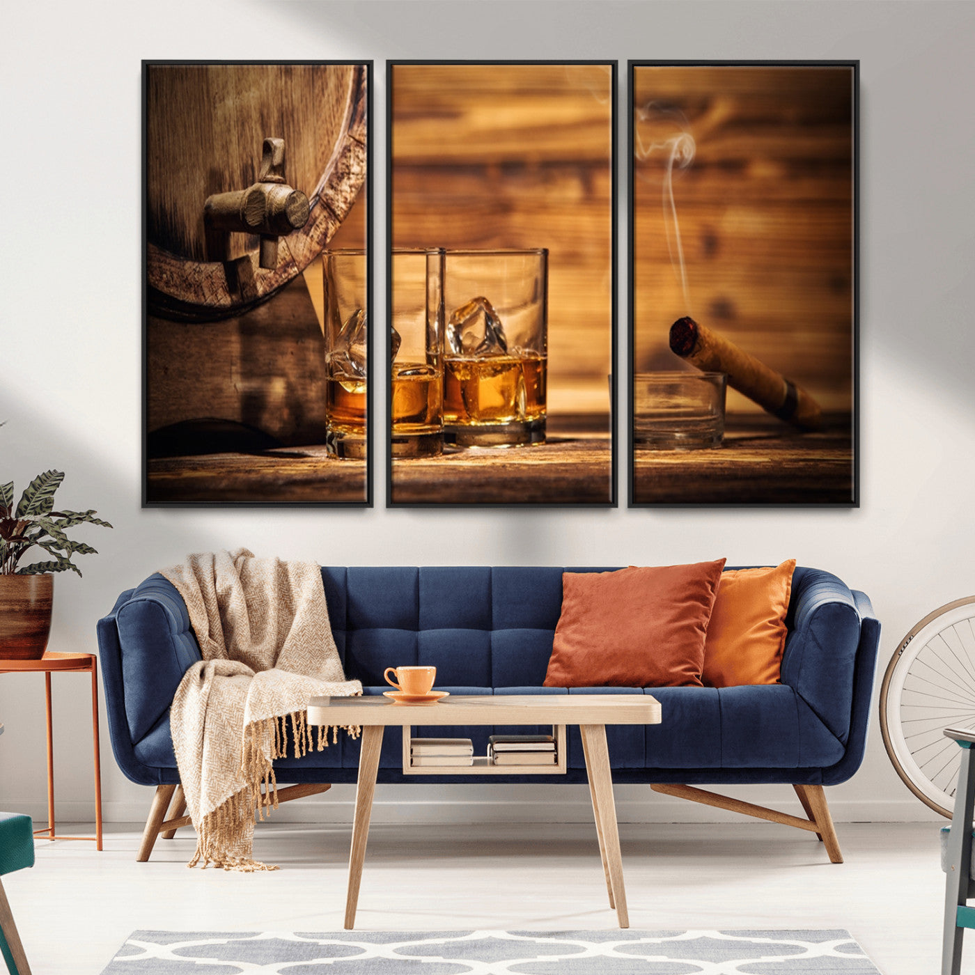MGV-FC-48X32-3P - Rustic Whiskey and Barrel Canvas Print