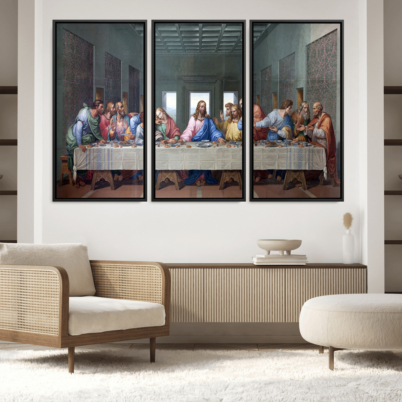 30401-MGV-FC-60X40-3P_Black-The Last Supper Multi Panel Canvas Wall Art