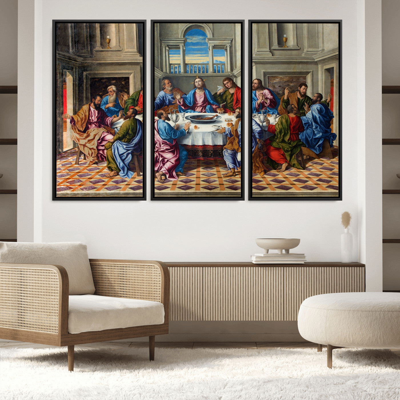 18691-MGV-FC-60X40-3P_Black-The Last Supper Multi Panel Canvas Wall Art