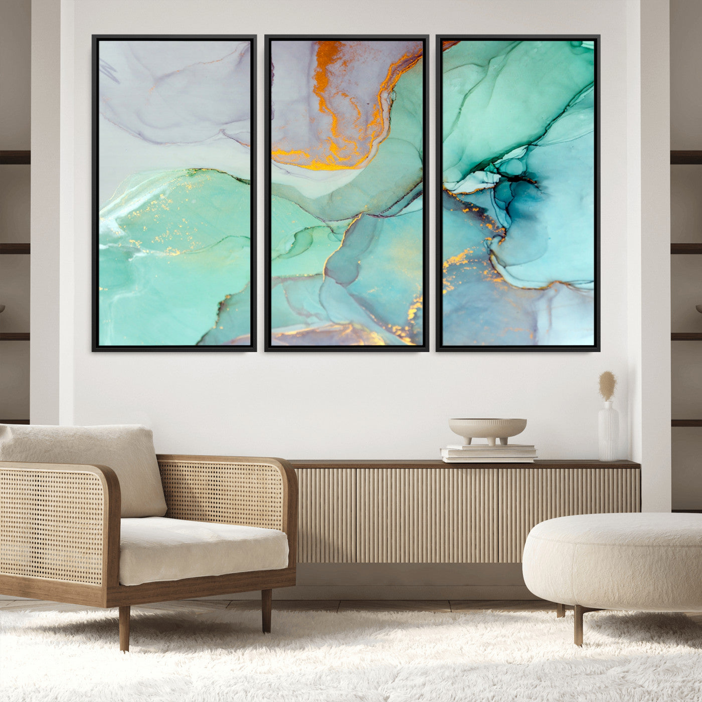 36934-MGV-FC-60X40-3P_Black-Colorful Marble Fluid Effect Canvas Wall Art Print