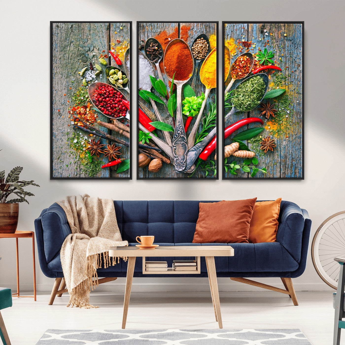 MGV-FC-48X32-3P - Kitchen Wall Art Print - Spoonful of Spices Cooking Wall Art Canvas Print - Vibrant Kitchen Decor