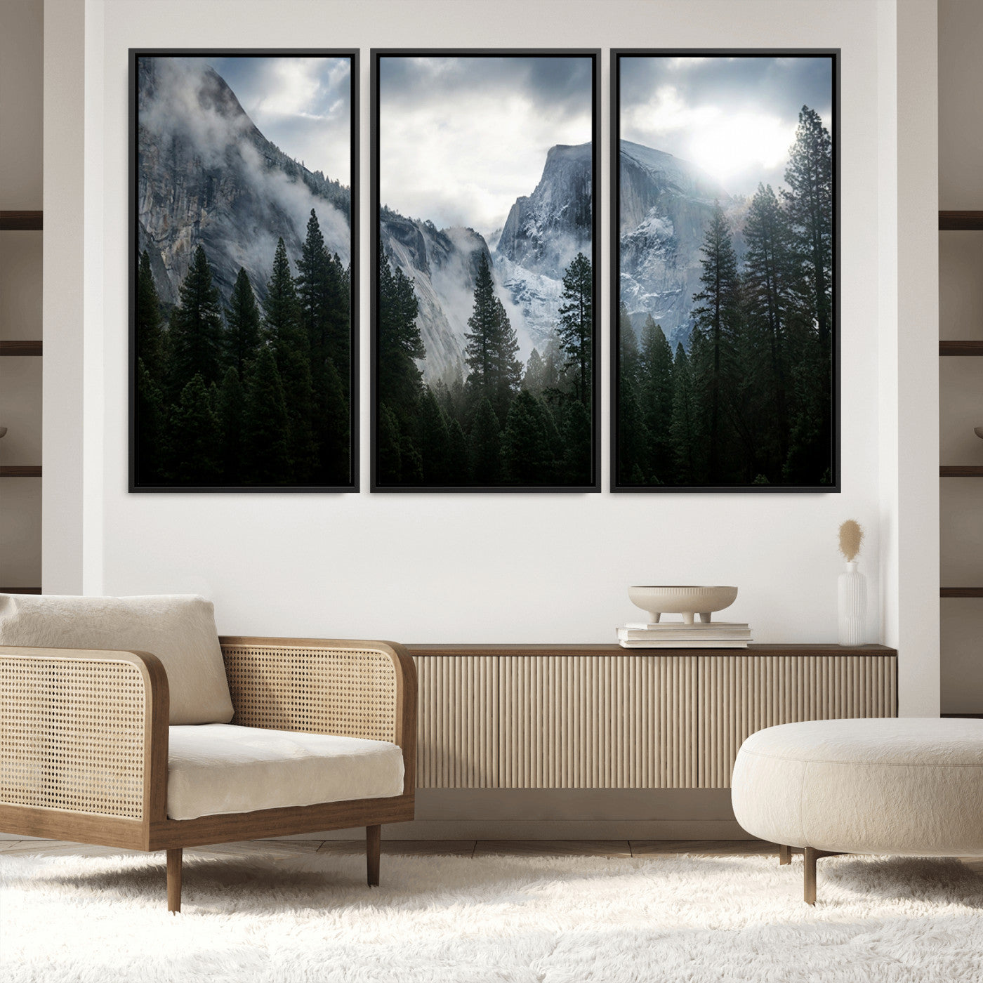 98725-MGV-FC-60X40-3P_Black-Wall Art Foggy Forest Landscape Canvas Print