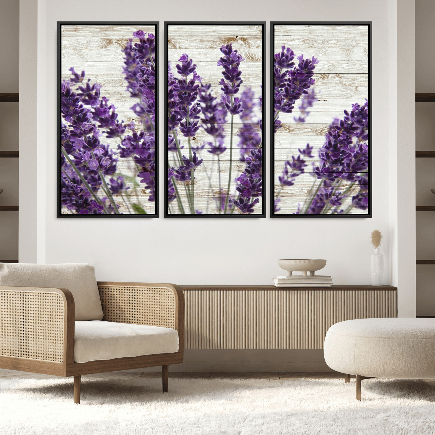 35576-MGV-FC-60X40-3P_Black-Lavender Canvas Wall Art Flower Print