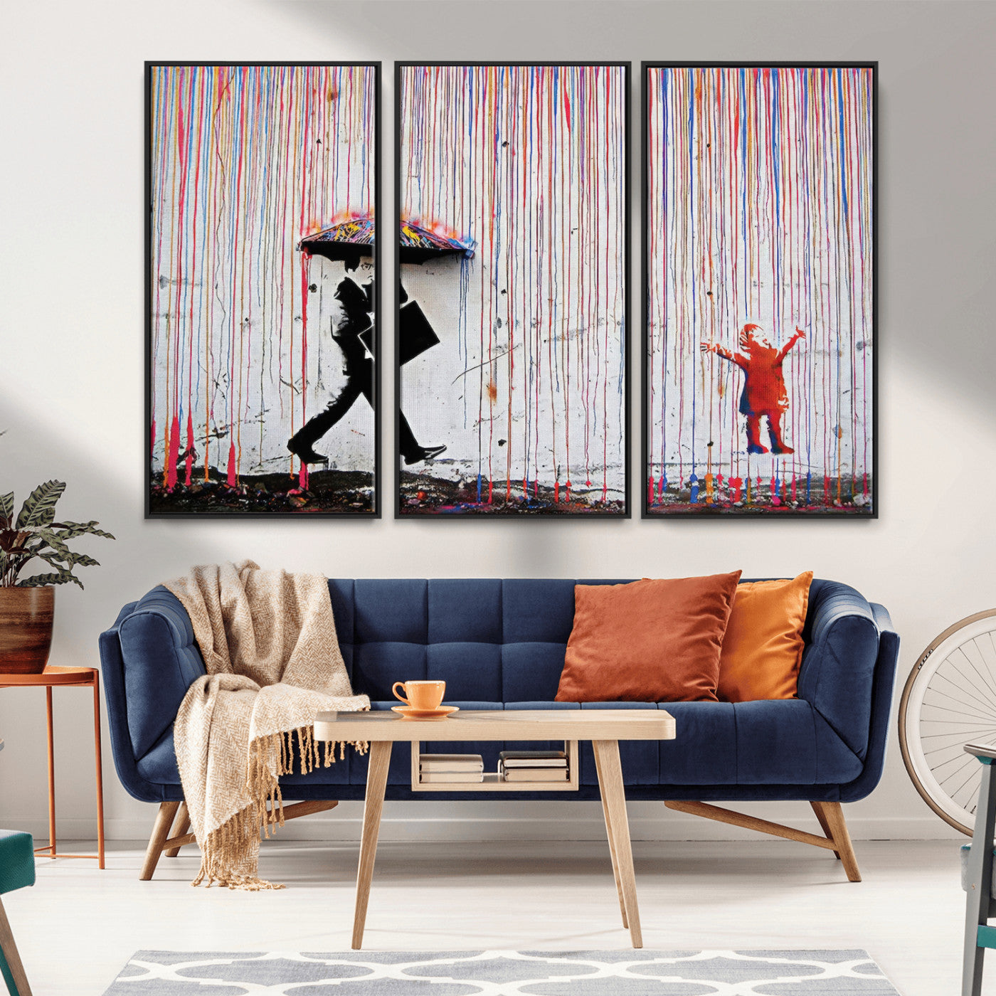 MGV-FC-48X32-3P - Banksy Wall Art Canvas Print, Framed Graffiti Art Picture Print, Banksy Urban Graffiti Perfect Modern Decor Artwork