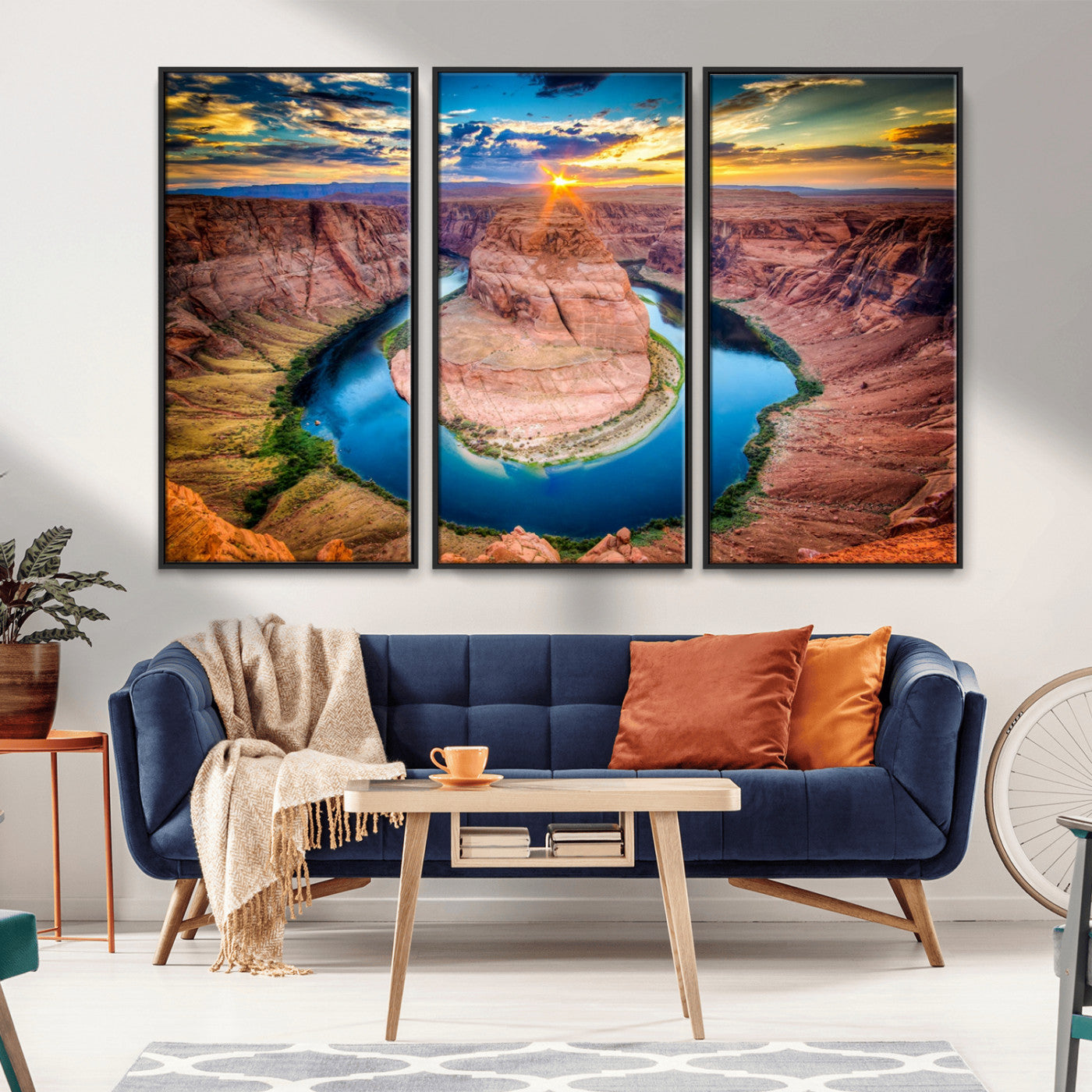 MGV-FC-48X32-3P - Sunset on the Horseshoe Bend Grand Canyon, Horseshoe Bend Grand Canyon Canvas Wall Art Print