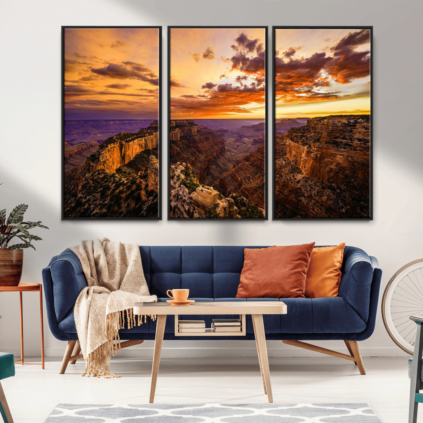 MGV-FC-48X32-3P - Mesmerizing Sunset from Grand Canyon Nal Park Wall Art, Grand Canyon Canvas Print