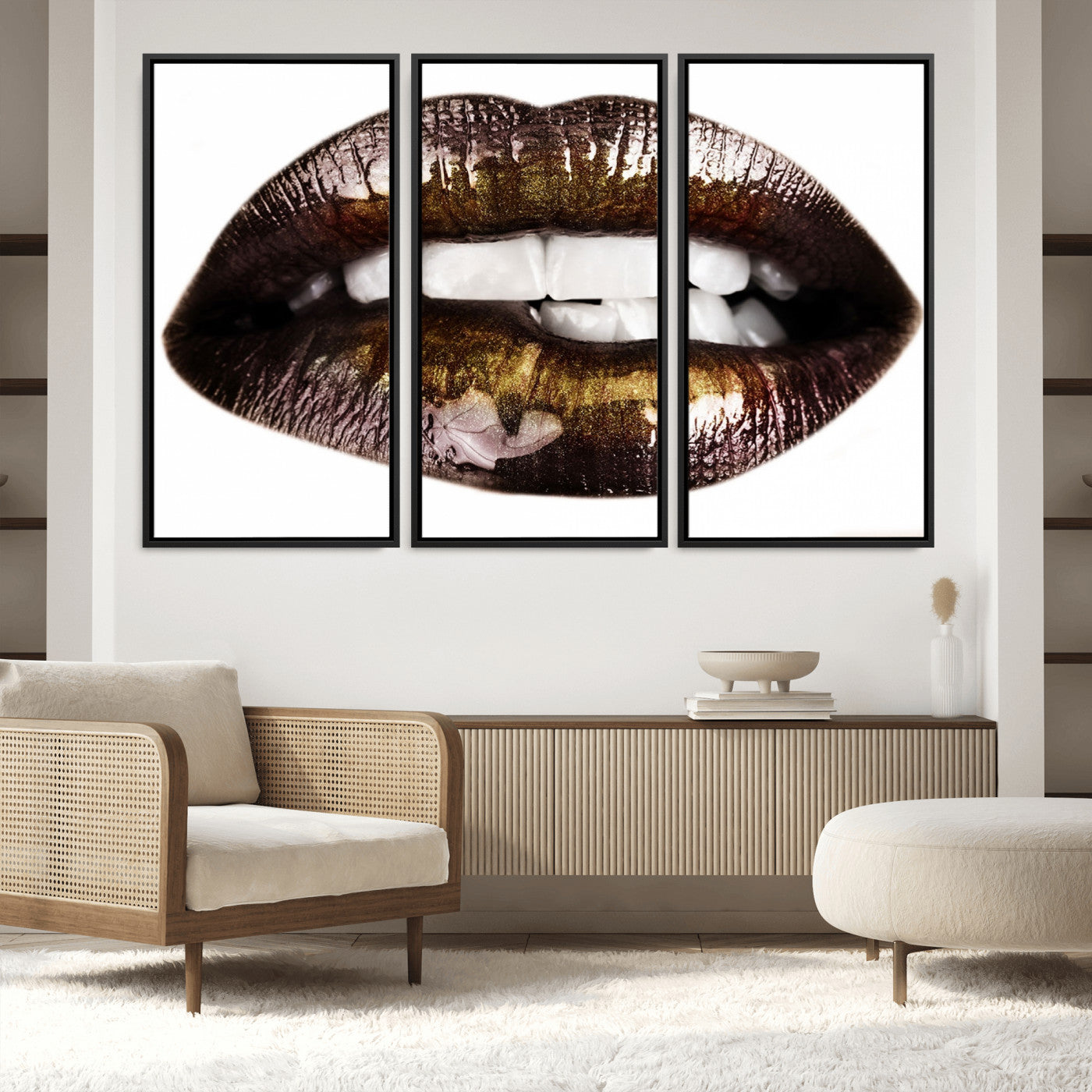 67580-MGV-FC-60X40-3P_Black-Close Up Lips Wall Art Canvas Print