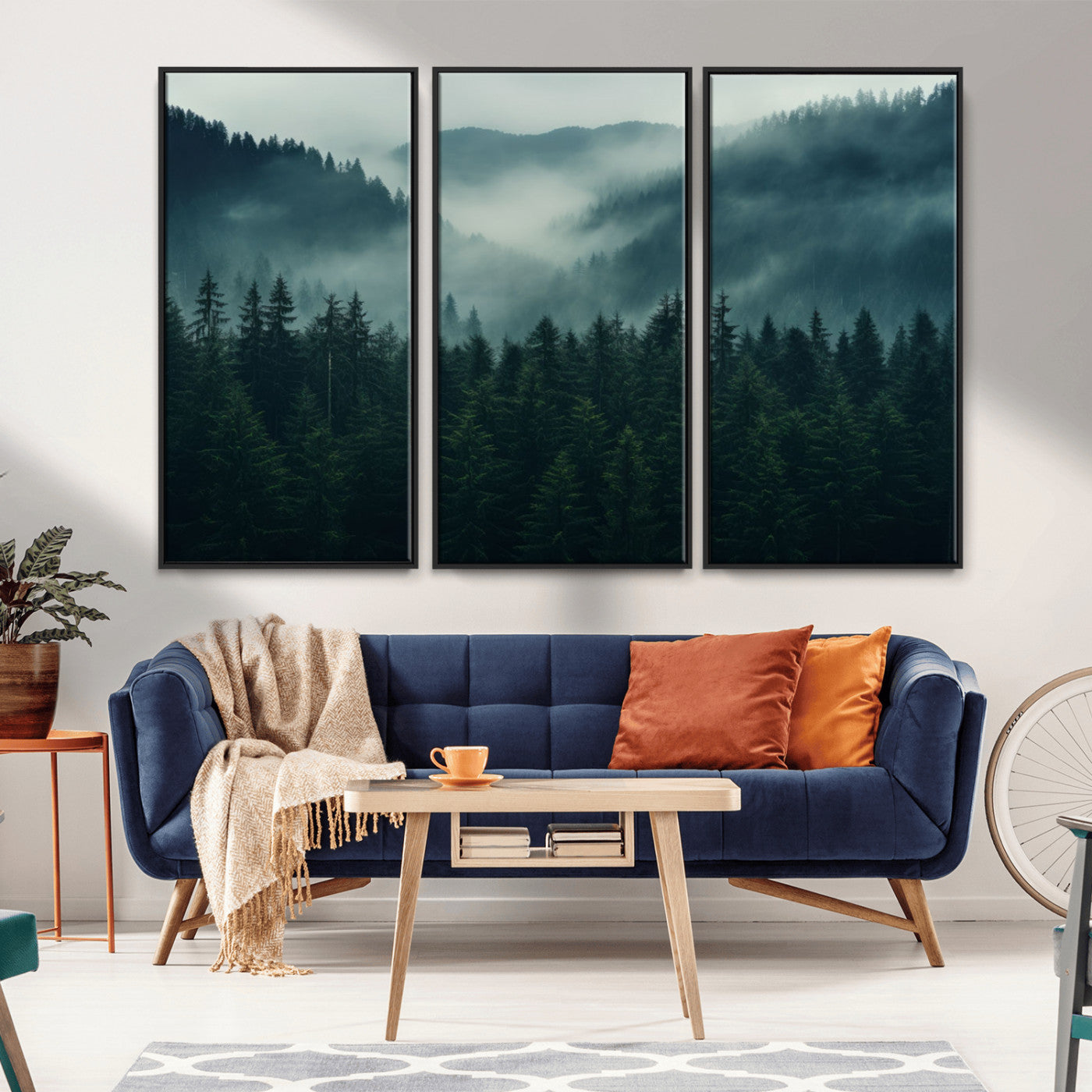 MGV-FC-48X32-3P - Captivating Misty Forest Wall Art Premium Canvas Print,  Foggy and Serene Atmosphere Wall Art Canvas
