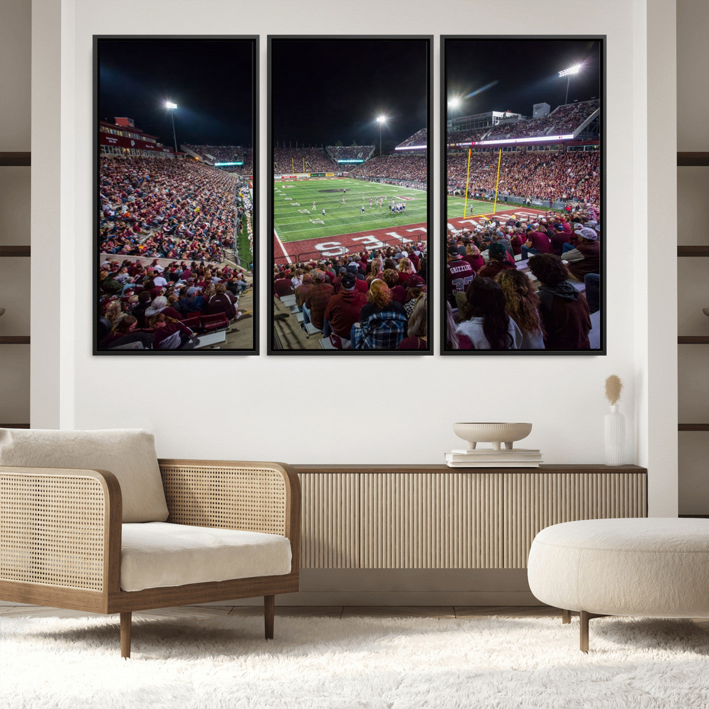 56191-MGV-FC-60X40-3P_Black-American Football Wall Art Canvas Print, Stadium Sport Wall Art Print