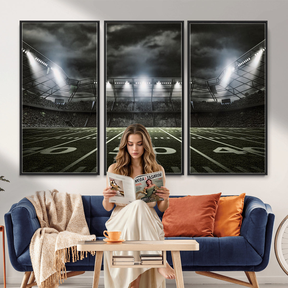 90107-MGV-CV-36X24 - American Football Stadium Wall Art Canvas Print, Stadium Sport Wall Art Print