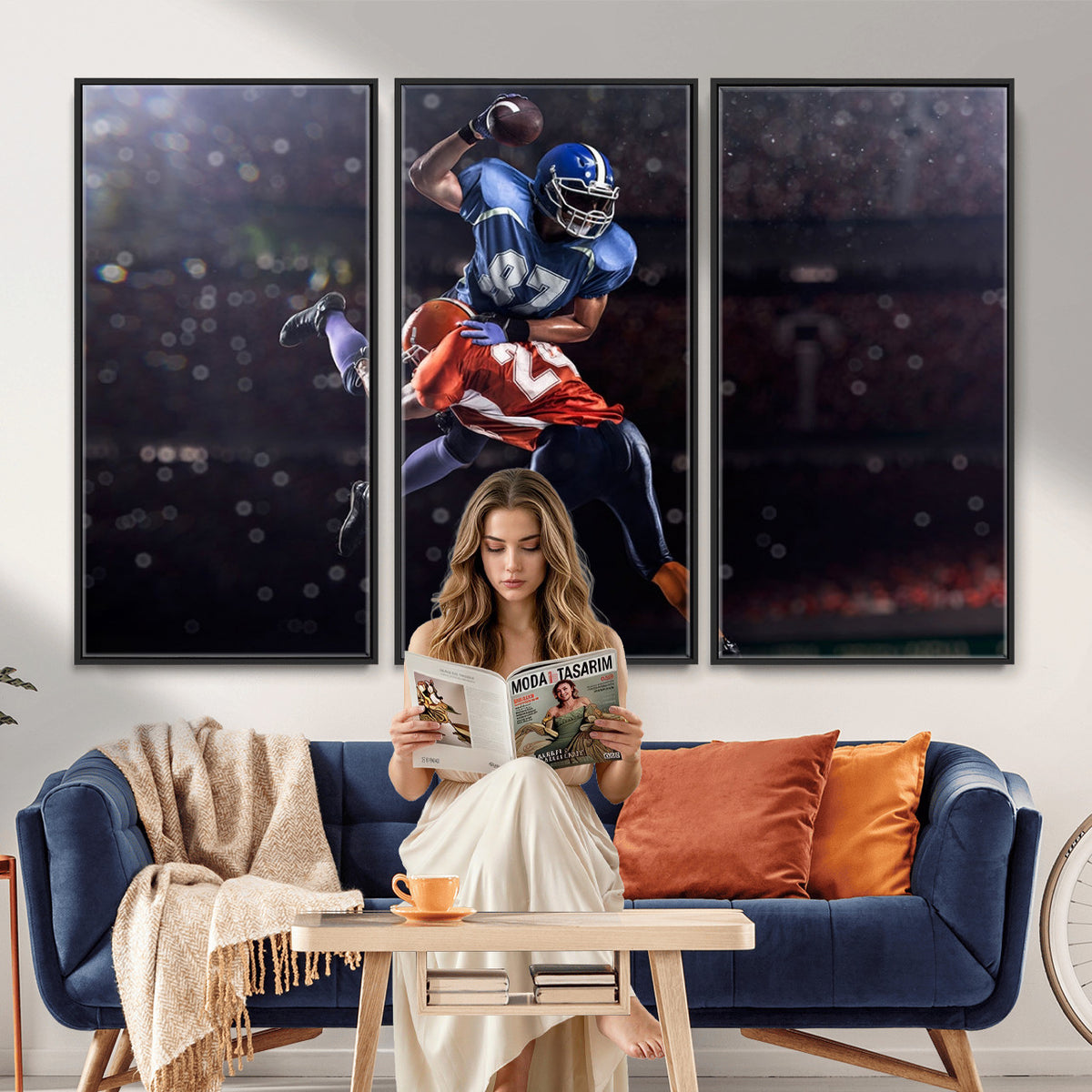 76491-MGV-CV-36X24 - American Football Wall Art Canvas Print, Stadium Sport Wall Art Print