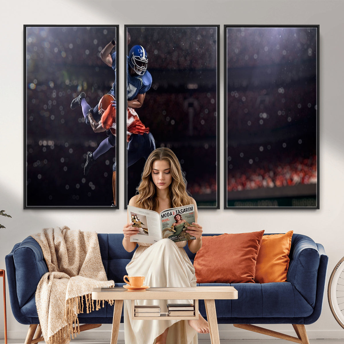 68009-MGV-CV-36X24 - American Football Wall Art Canvas Print, Stadium Sport Wall Art Print