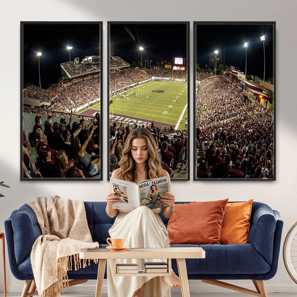 94126-MGV-CV-36X24 - Washington-Grizzly Stadium Canvas Wall Art | Exciting Game Night Atmosphere in Panoramic View